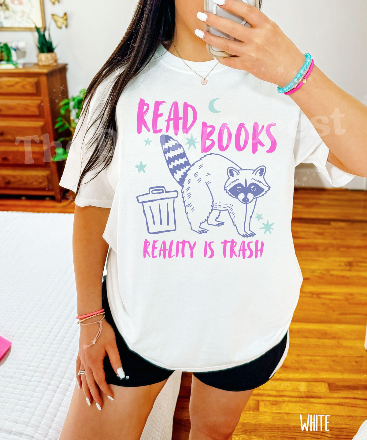 Read Books Reality is Trash Raccoon Comfort Colors Shirt, Bookish Racoon Gifts, Smut Reader Tee Spicy Books Gift, Romance Book Merch