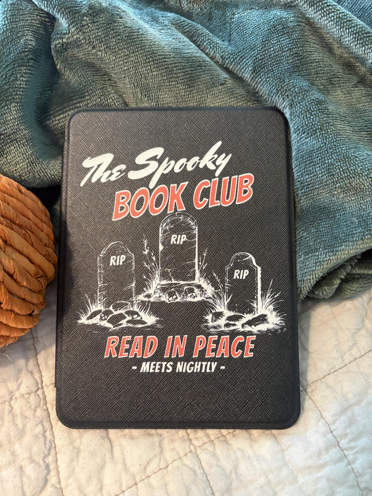 Spooky Book Club Case for 6, 6.8, 7 inch Kindle, RIP Read In Peace Halloween E-reader Cover, Fall Book Lover Merch, Book Ghost Case