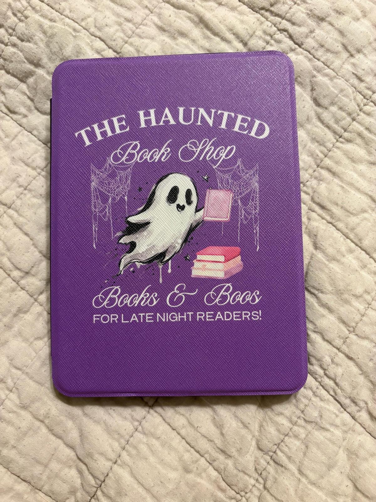 The Haunted Book Shop Case for Kindle With Strap, Fits 6, 6.8, 7 inch, Fall Kindle Accessories, Cozy Reader Gifts Halloween Book Ghost Cover