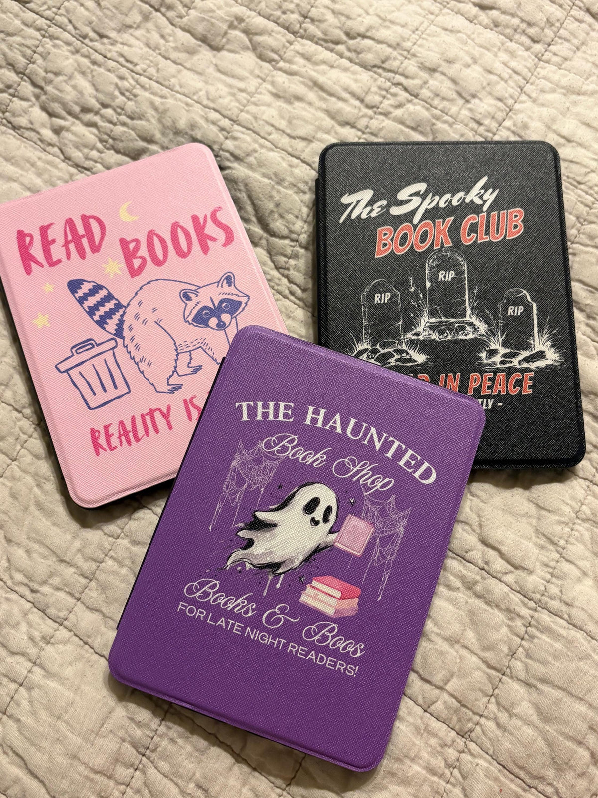 The Haunted Book Shop Case for Kindle With Strap, Fits 6, 6.8, 7 inch, Fall Kindle Accessories, Cozy Reader Gifts Halloween Book Ghost Cover