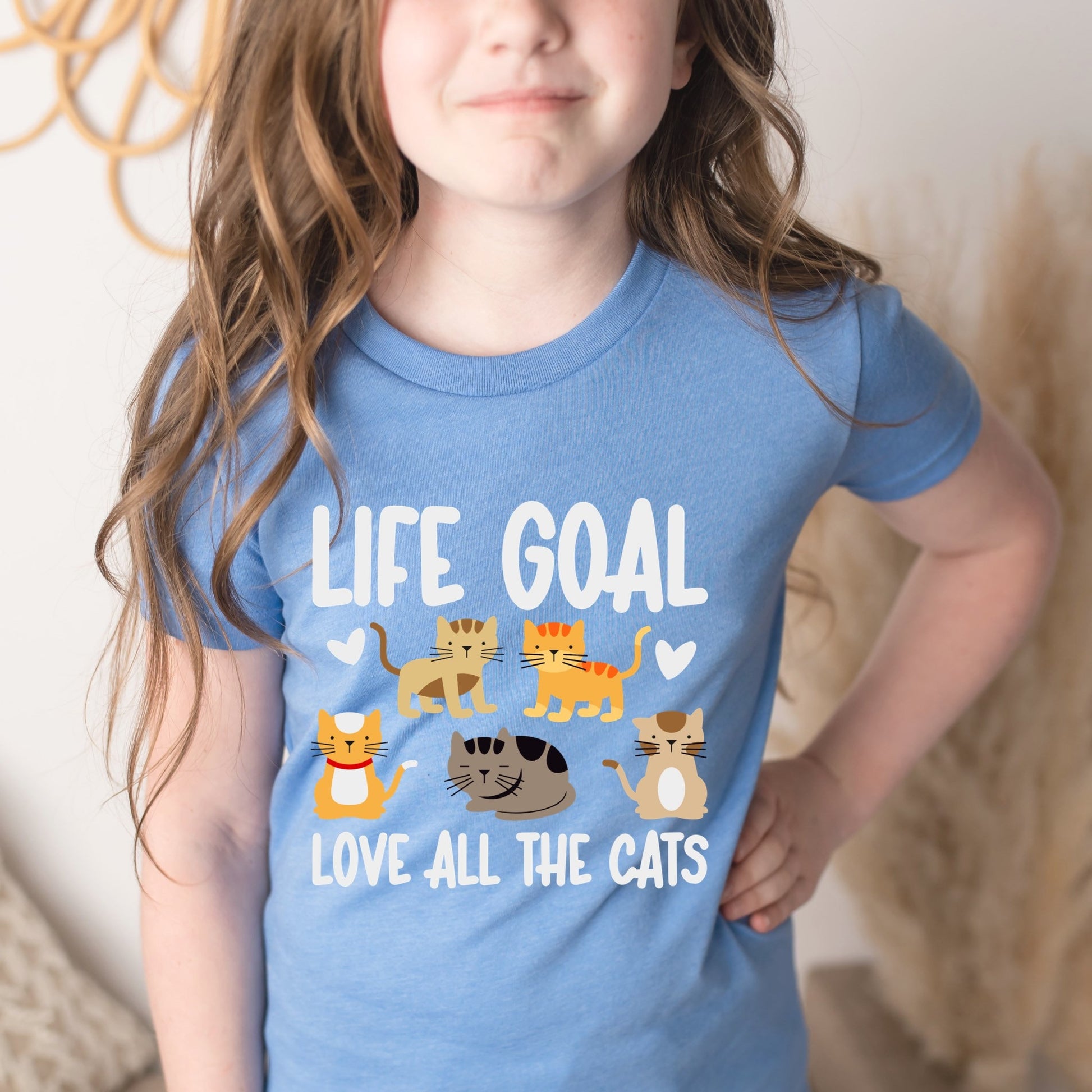 Cat Shirt for Girls, Life Goal, Love All The Cats, Youth Shirt for Cat Lover, Animal Lover Gift Girl, Cat Lover Gift, Kitten Shirt