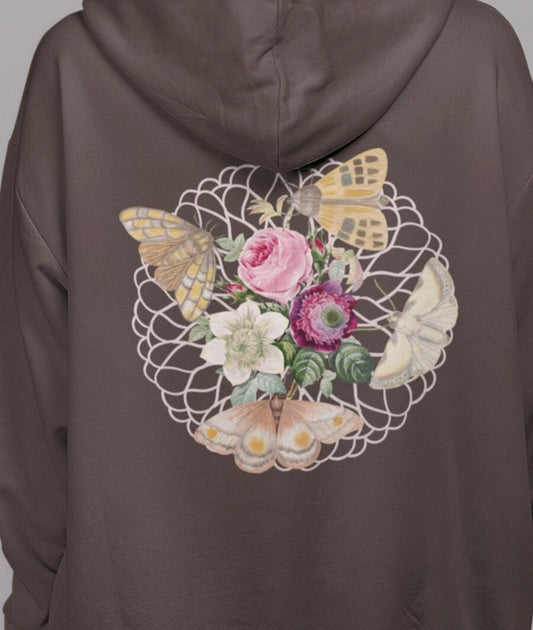 Moth Hoodie Cottage Core Clothes Fairycore Clothing Butterfly Flower Sweatshirt Moth Sweater Insect Shirt Light Academia Hoodie Fall Apparel