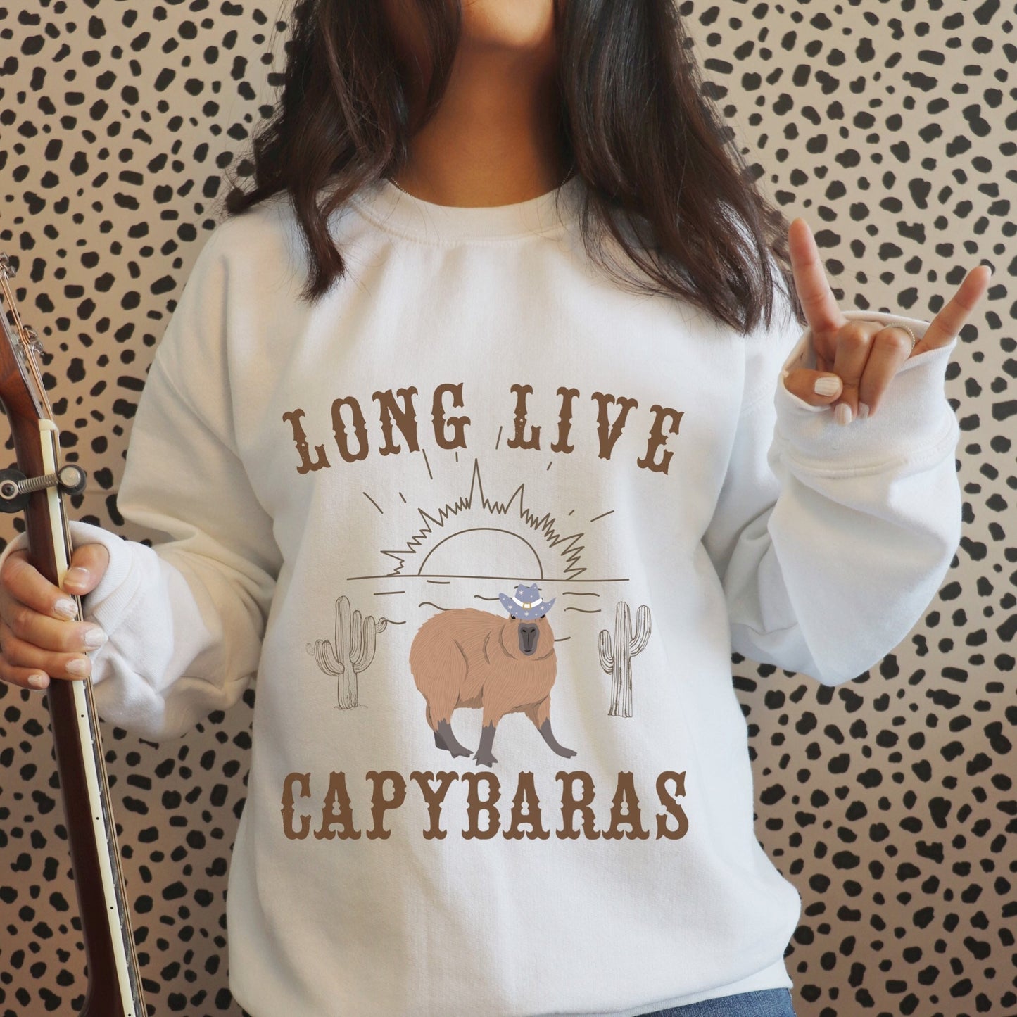 Capybara Sweatshirt, Western Graphic Shirt, Capybara Shirt, Capybara Lover Gift, I love Capybaras, Long Live Capybaras, Desert Sweatshirt