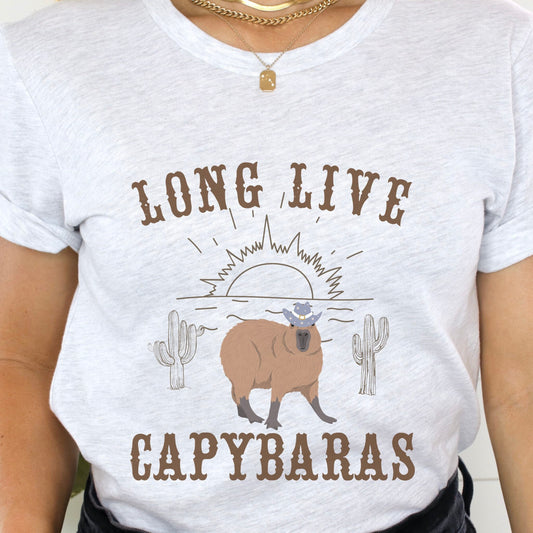 Capybara Shirt Capybara Western Graphic Tee Long Live Capybaras Long Live Cowboys I love Capybaras Capybara Lover Gift Desert Cowboy Shirt