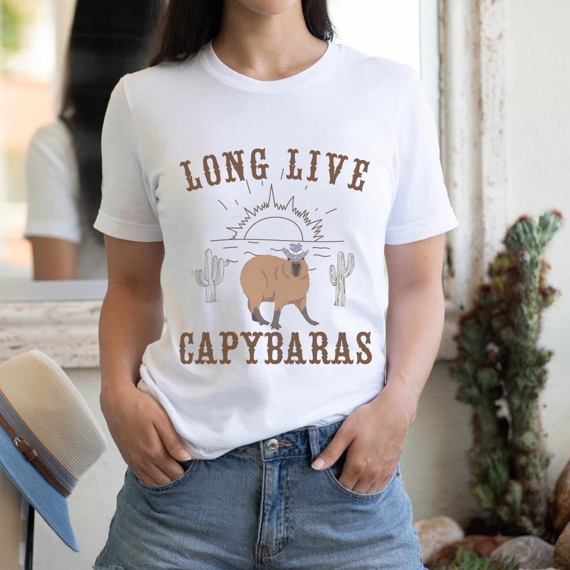 Capybara Shirt Capybara Western Graphic Tee Long Live Capybaras Long Live Cowboys I love Capybaras Capybara Lover Gift Desert Cowboy Shirt