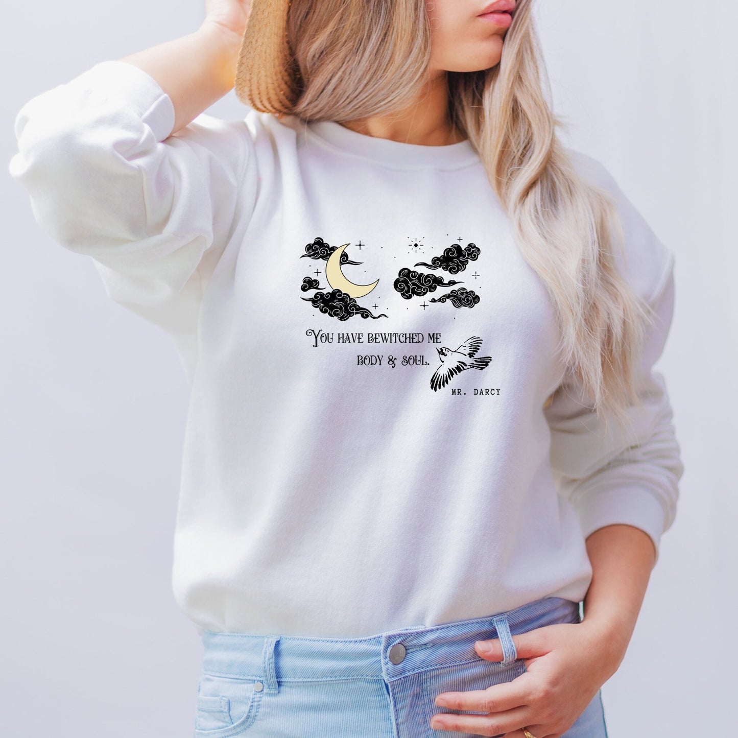 Jane Austen Shirt Mr Darcy Pride and Prejudice Mystical Bird Sweatshirt Jane Austen Gifts Literary Sweatshirt Bookish Shirt Light Academia