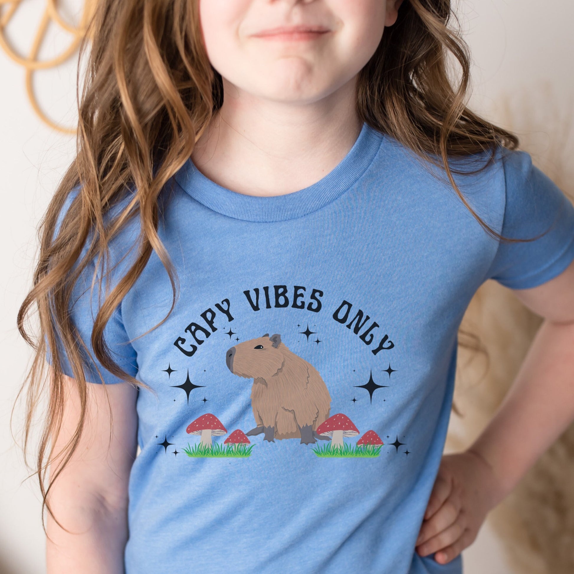 Capybara Shirt For Kids Retro Toddler Mushroom Shirt Cottagecore Clothes Capy Vibes Capybara Gift Kids Youth Capybara Shirt Capy Shirt Girl