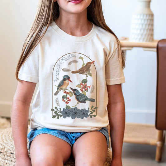 Cottagecore Clothes Girl Bird Shirt for Kids Cottagecore Kids Clothes Boho Girls Shirt Cottage Core Shirt Toddler Botanical Shirt Bird Lover