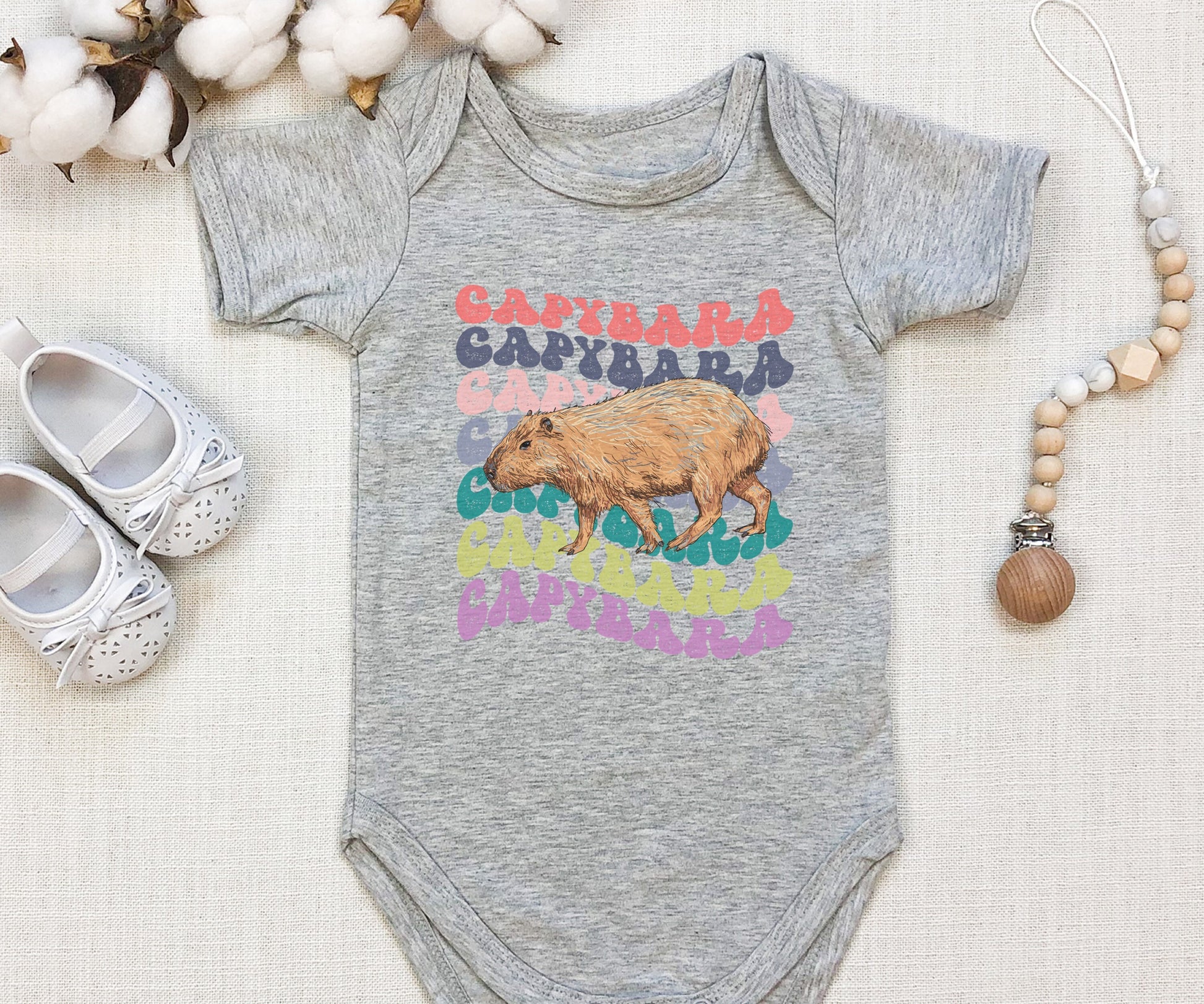Capybara Baby Bodysuit, Capybara Lover, Capybara Baby Gift, Weirdcore Baby Clothes, Retro Baby Clothes, Animal Lover infant Bodysuit