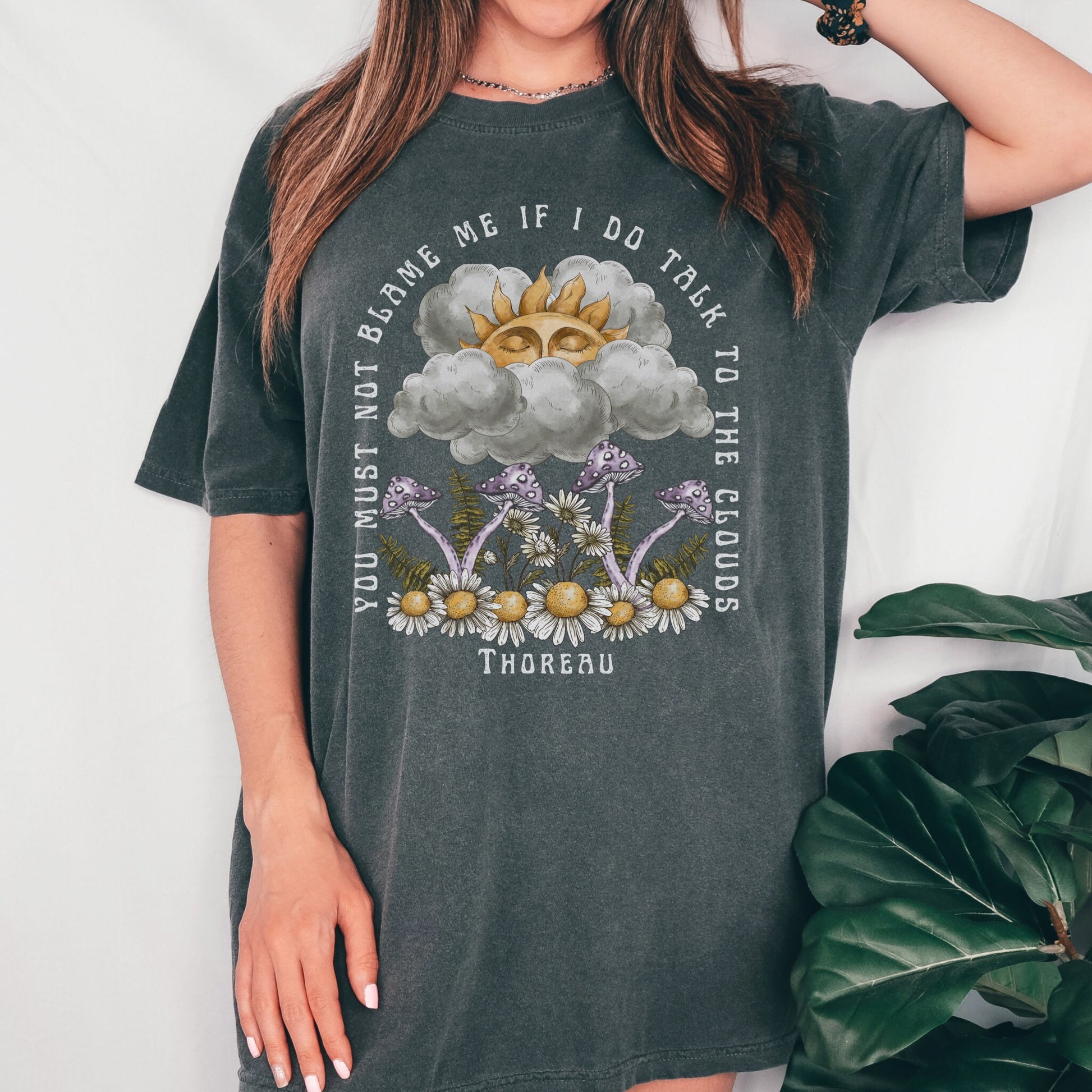Mushroom Shirt Sunshine Comfort Colors® Henry David Thoreau Goblincore Poet Shirt Literary Forestcore Grunge Fairycore Nature Light Academia