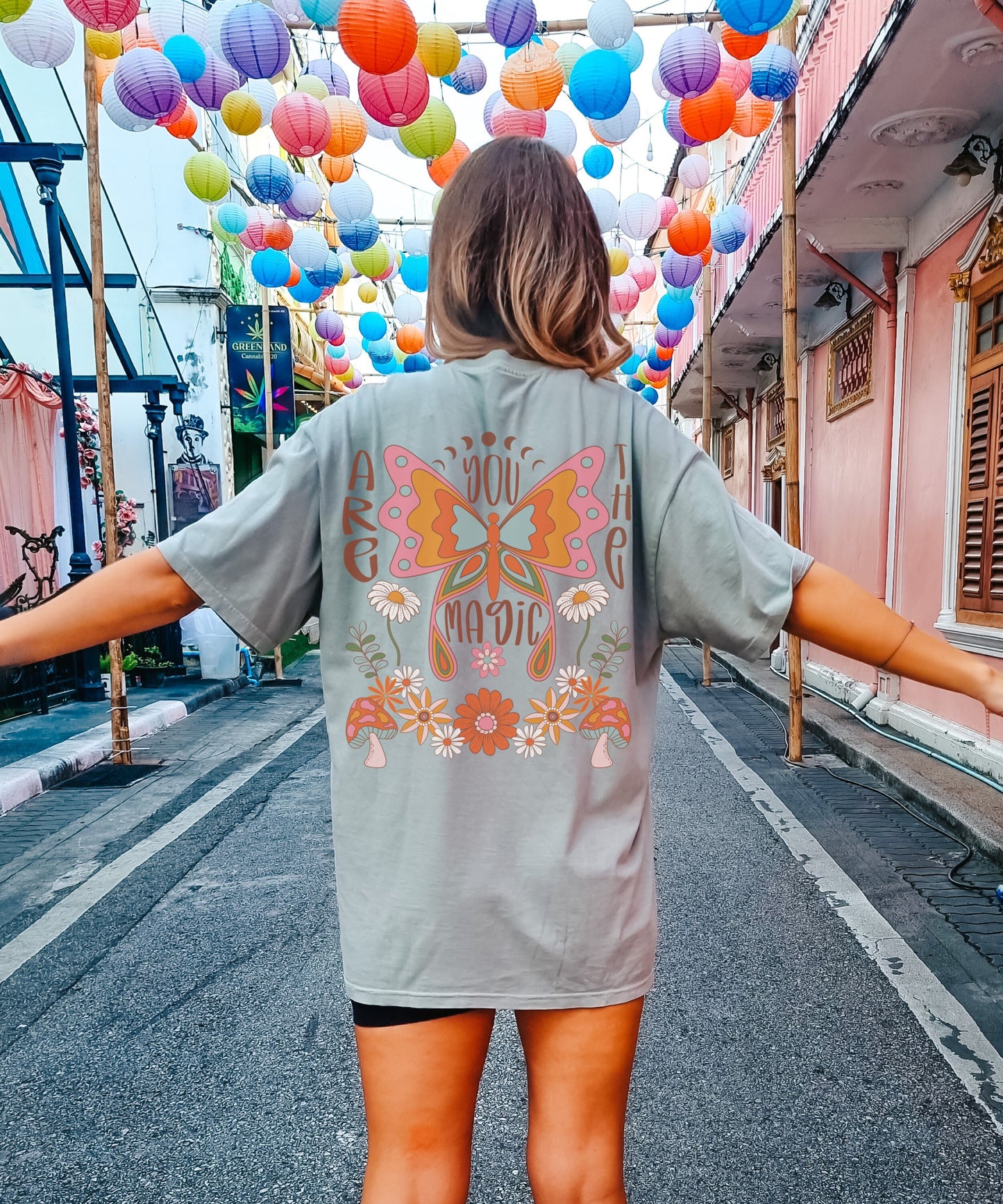 Retro Butterfly Comfort Colors® Shirt Boho Butterfly Shirt Magic Mushroom T-shirt Mushroom Cottagecore Retro Flowers Hippie Shirt Fairy-core