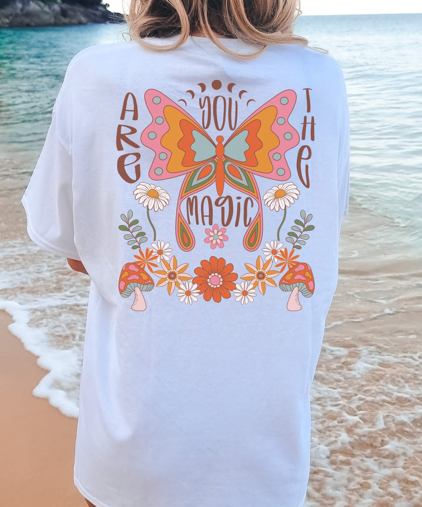 Retro Butterfly Comfort Colors® Shirt Boho Butterfly Shirt Magic Mushroom T-shirt Mushroom Cottagecore Retro Flowers Hippie Shirt Fairy-core