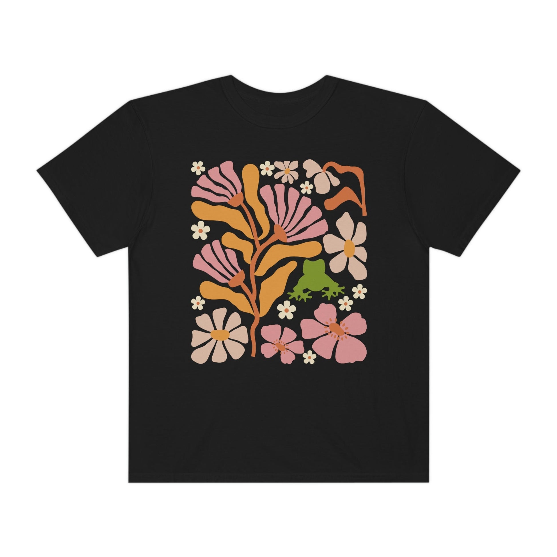 Frog Shirt Women, Frog TShirt, Comfort Colors® Shirt Art Nouveau Shirt Floral Shirt, Abstract Retro Flowers Shirt Boho Flowers Tee Cute Frog