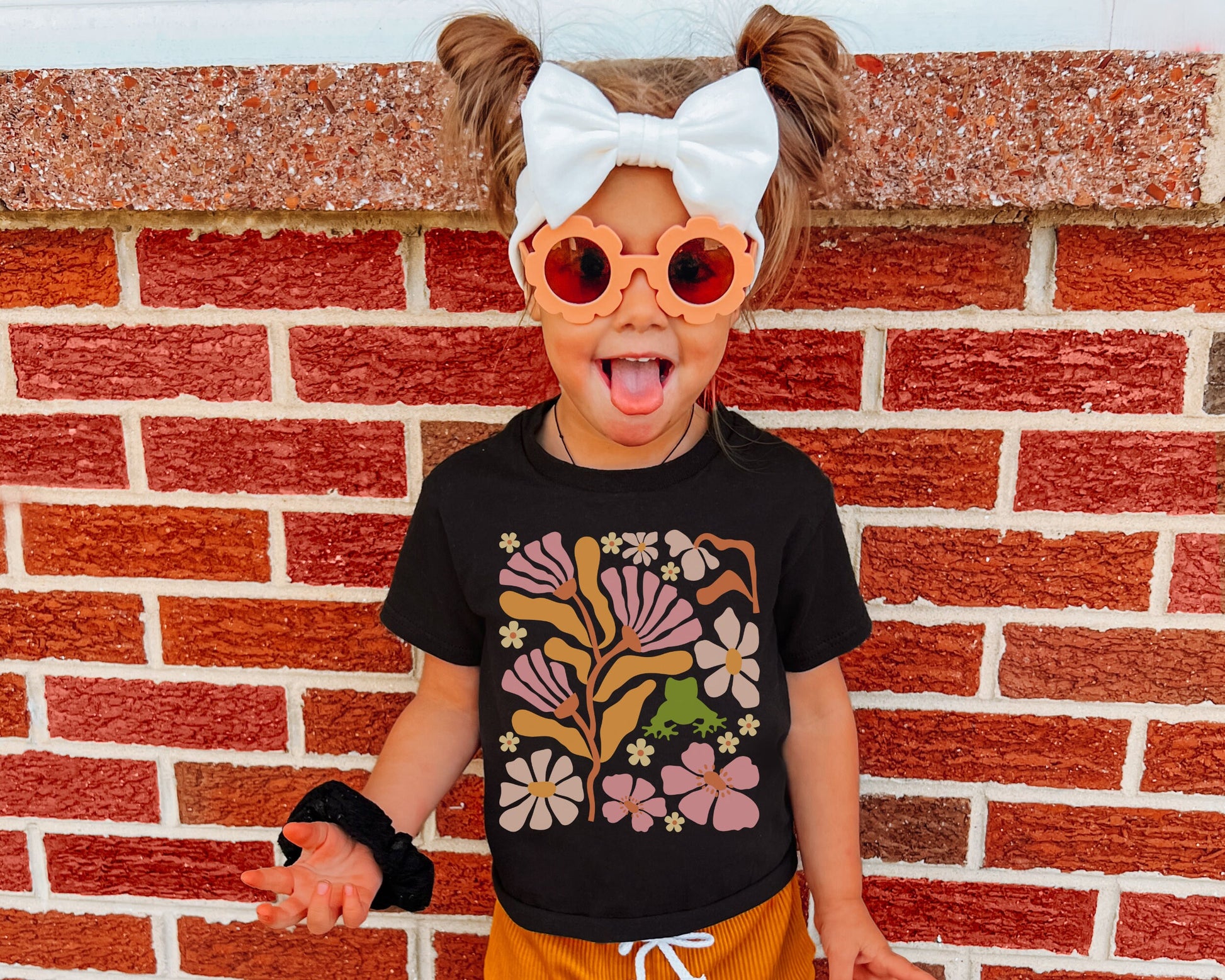 Frog Shirt Kids, Boho Flower Shirt for Kids, Art Nouveau Shirt Girls, Toddler Frog Shirt, Girls Frog Shirt, Goblincore Shirt Flower Frog Tee