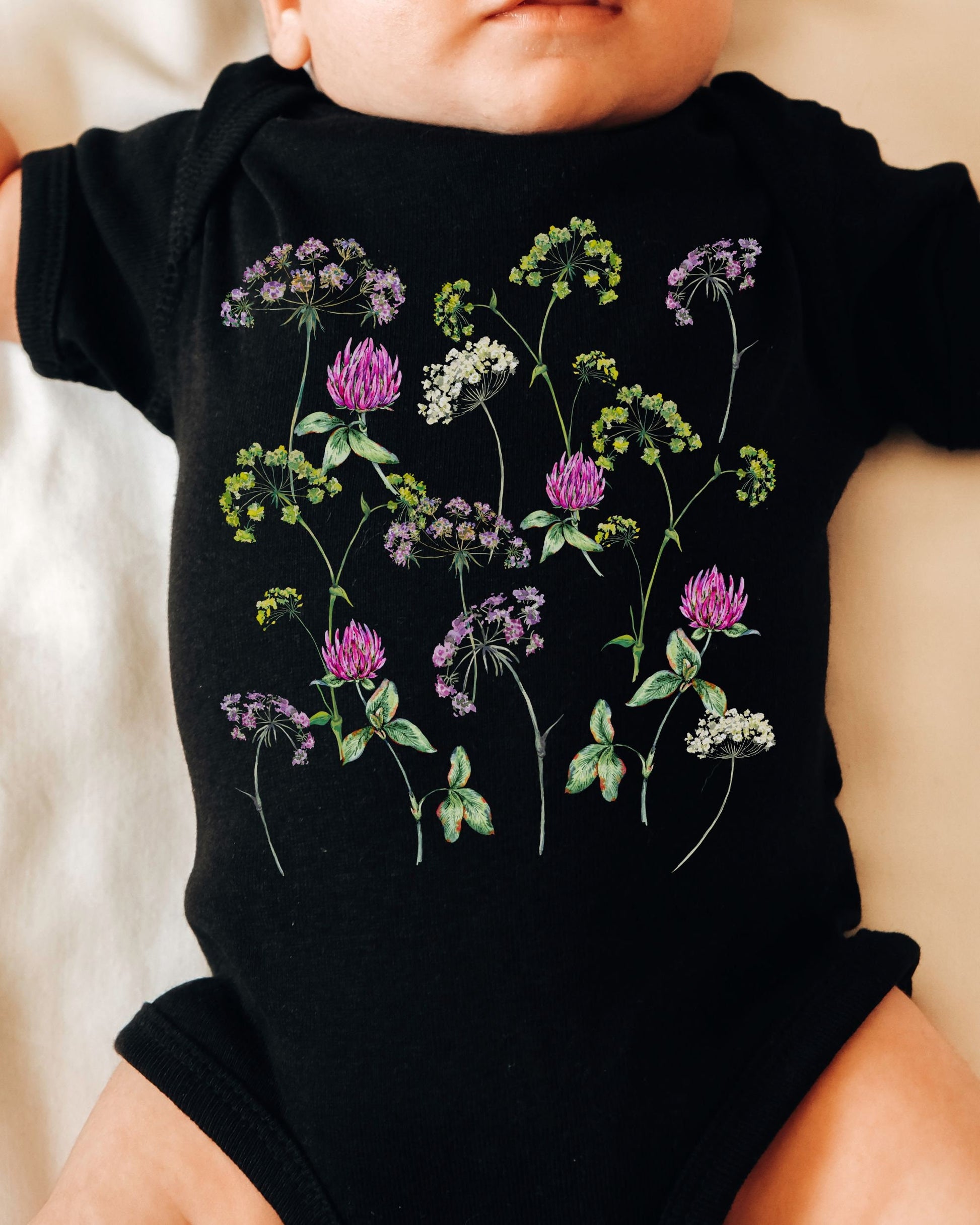 Wildflower Baby Bodysuit Wild Flower Baby Girl Clothes Cottagecore Baby Clothes Watercolor Floral Bodysuit Boho Flowers Bodysuit Fairycore