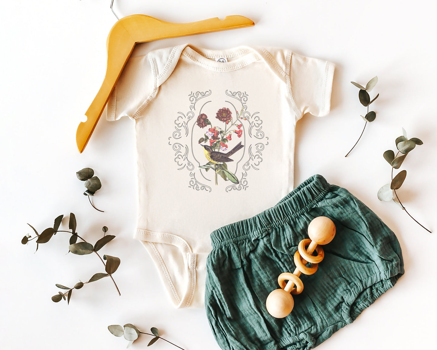 Cottagecore Clothes for Baby, Bird Baby Bodysuit, Baby Girl Clothes, Royalcore Baby, Forestcore Cottage Core Clothes Boho Baby Botanical