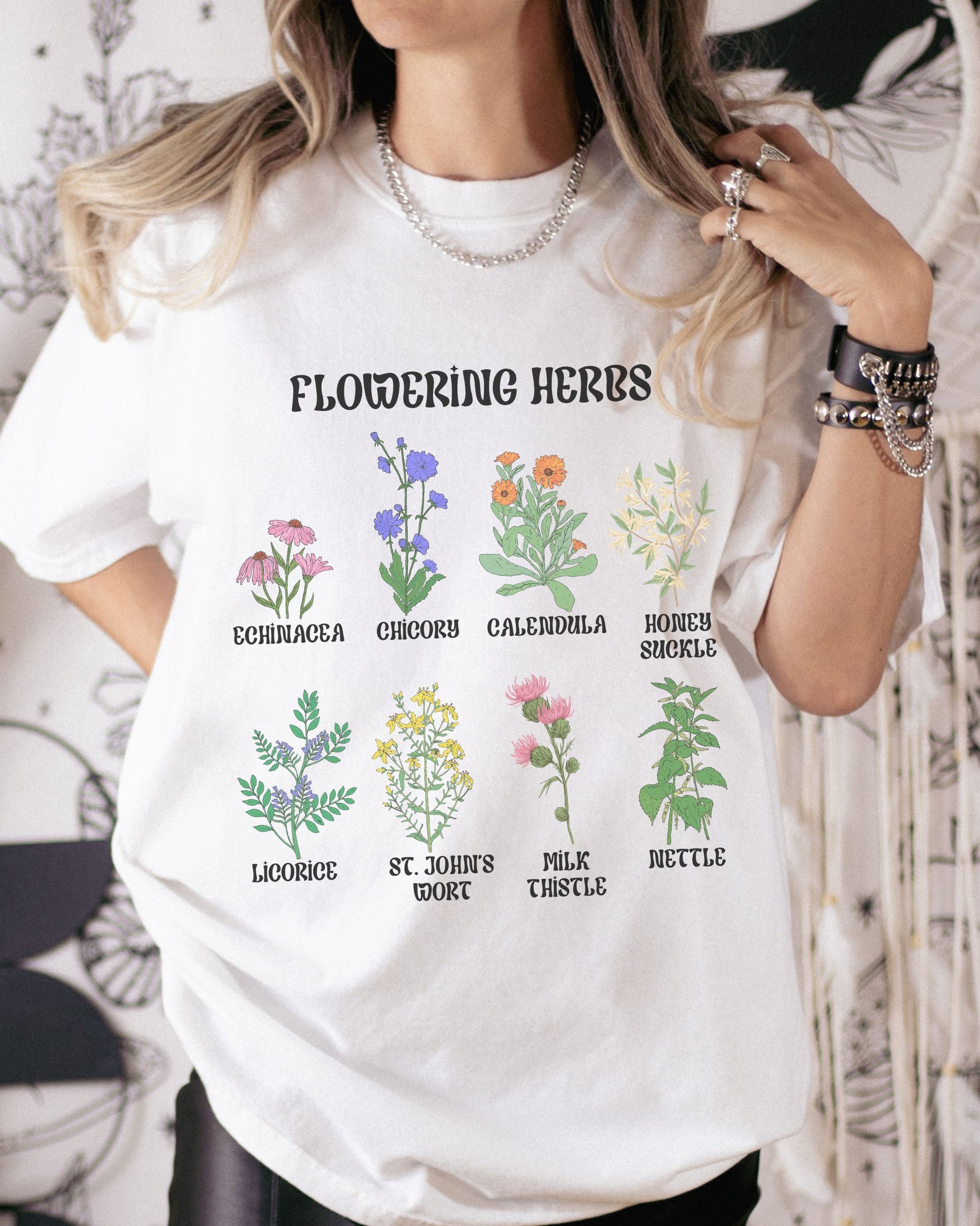 Wild Flower Shirt Flowering Herbs Shirt Comfort Colors Shirt Cottagecore Clothes Cottage Core Shirt Witchy Clothes Boho Summer Shirts