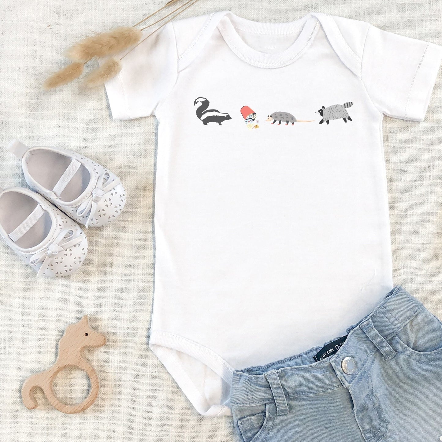 Possum Baby Bodysuit Skunk Baby Shirt Opossum Shirt Raccoon Shirt Trash Animals Unique Baby Clothes Cute Animal Gender Neutral Baby Clothes