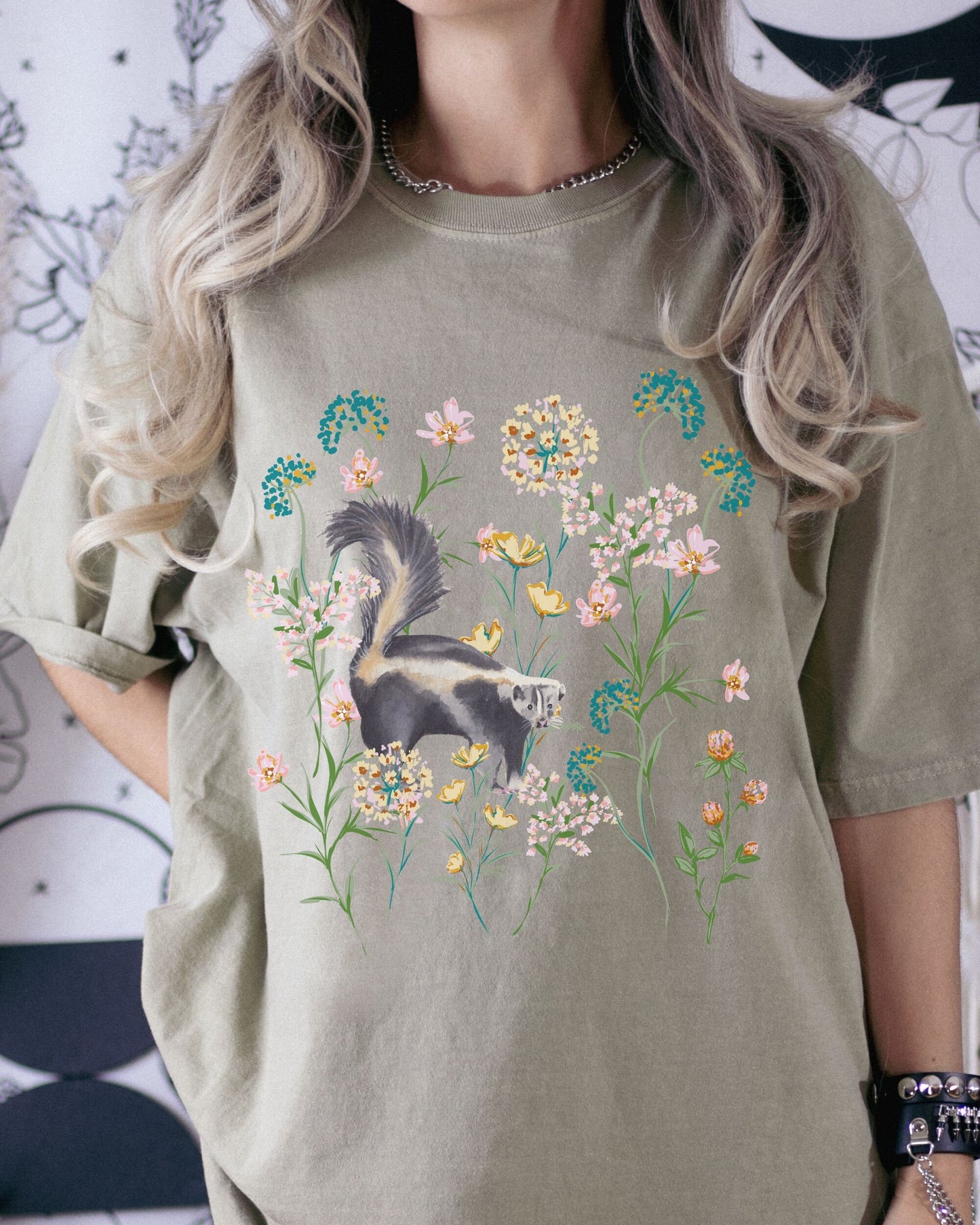 Skunk Shirt Comfort Colors® Wild Flowers Shirt Goblincore Shirt Wild Flower Shirt Cottage Core Shirt Weird Shirts