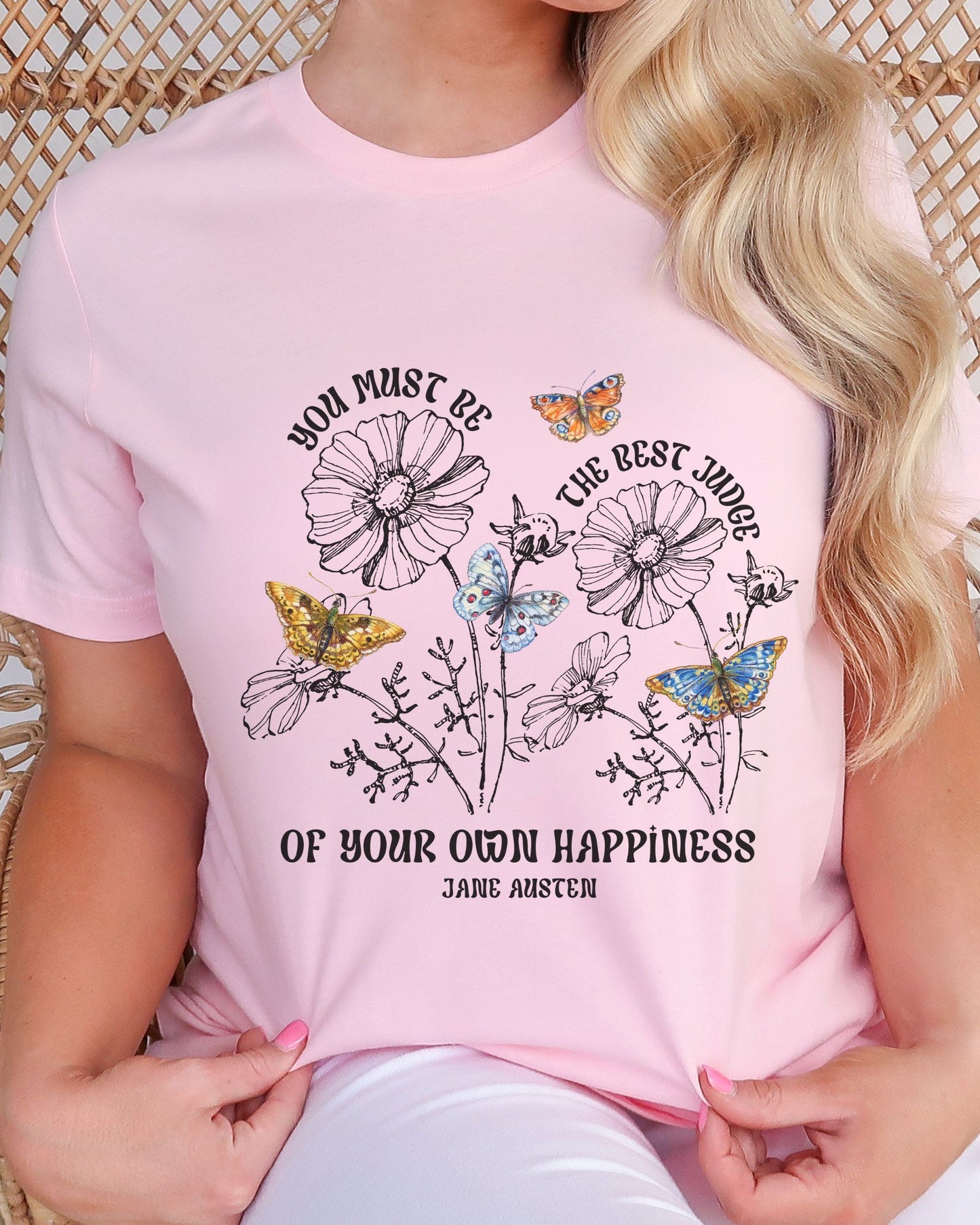 Jane Austen Shirt, Cottage Core Shirt Wild Flowers Shirt Butterfly Tshirt Jane Austen Quote FairyCore Shirt Light Academia Shirt