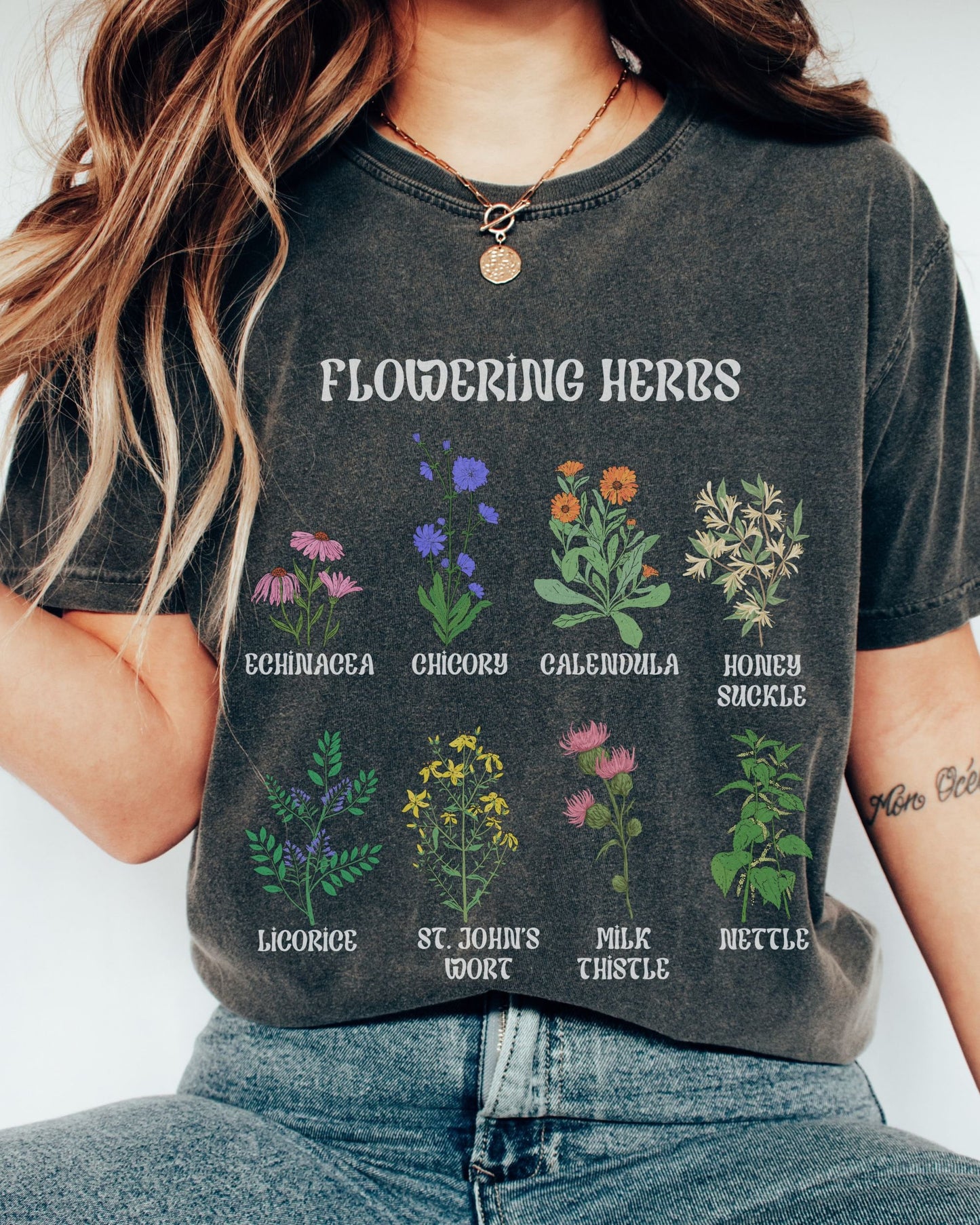 Wild Flower Shirt Flowering Herbs Shirt Comfort Colors Shirt Cottagecore Clothes Cottage Core Shirt Witchy Clothes Boho Summer Shirts