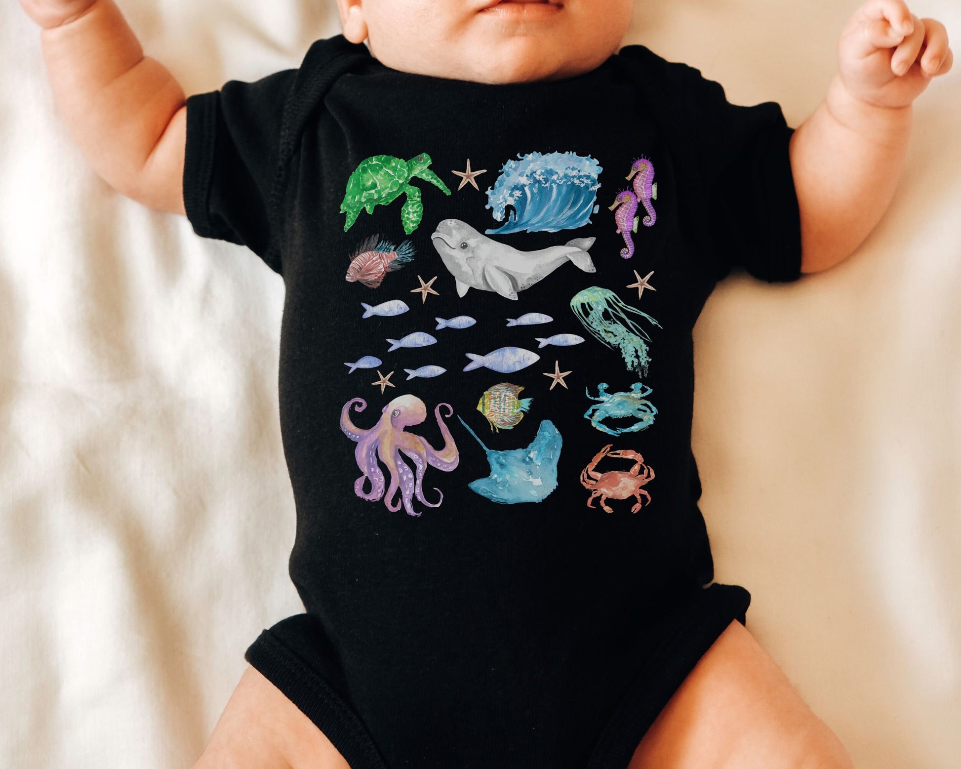 Ocean Animals Baby Bodysuit Oceancore Crustaceancore Sea Bodysuit Mermaid Core Baby Ocean First Birthday Ocean Baby Shower Gift 1st Birthday