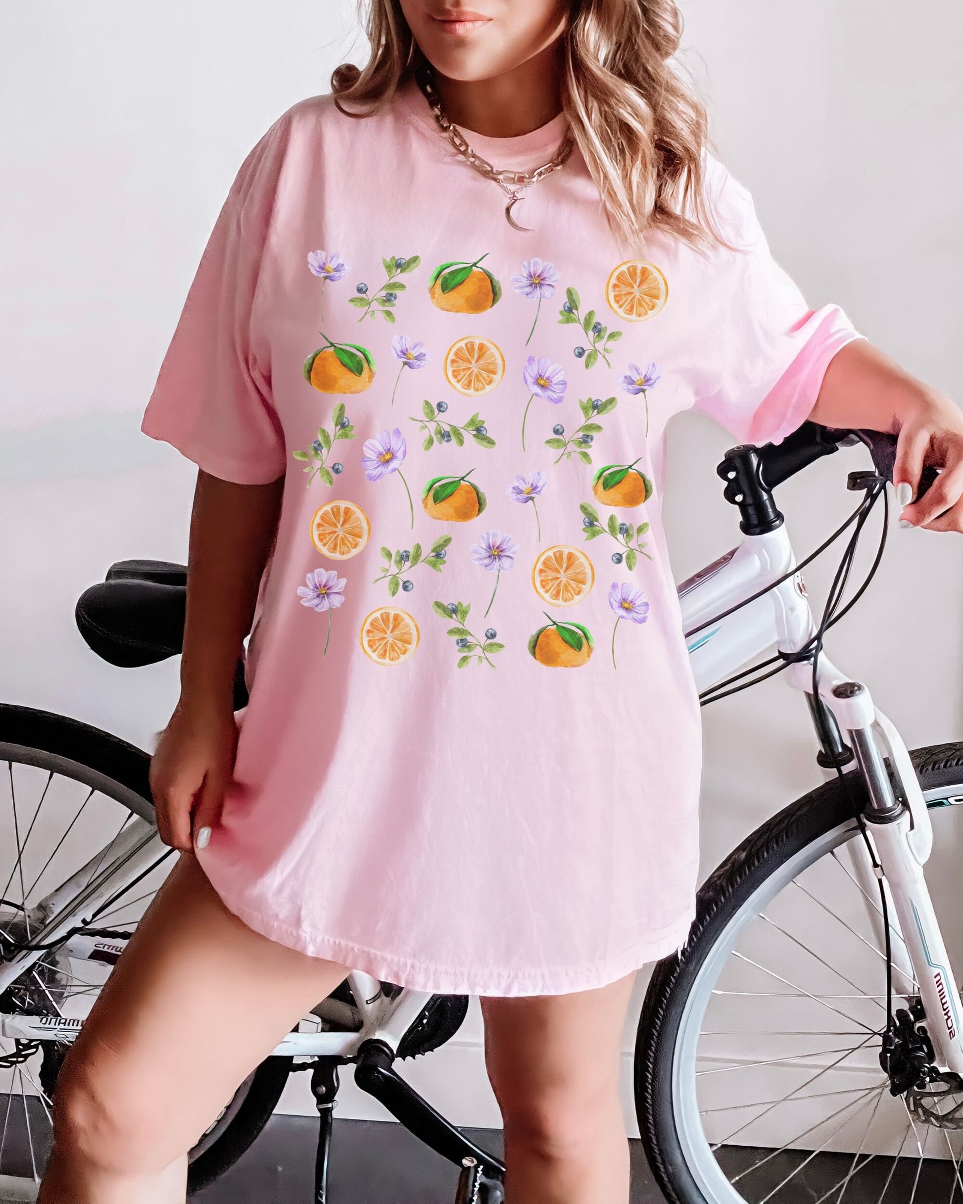 Comfort Colors Oranges Blueberry Shirt Wild Flowers Shirt Fruit Shirt BOHO Summer Tshirt Berry Shirt Mandarins Citrus Tee Cottage Core Shirt