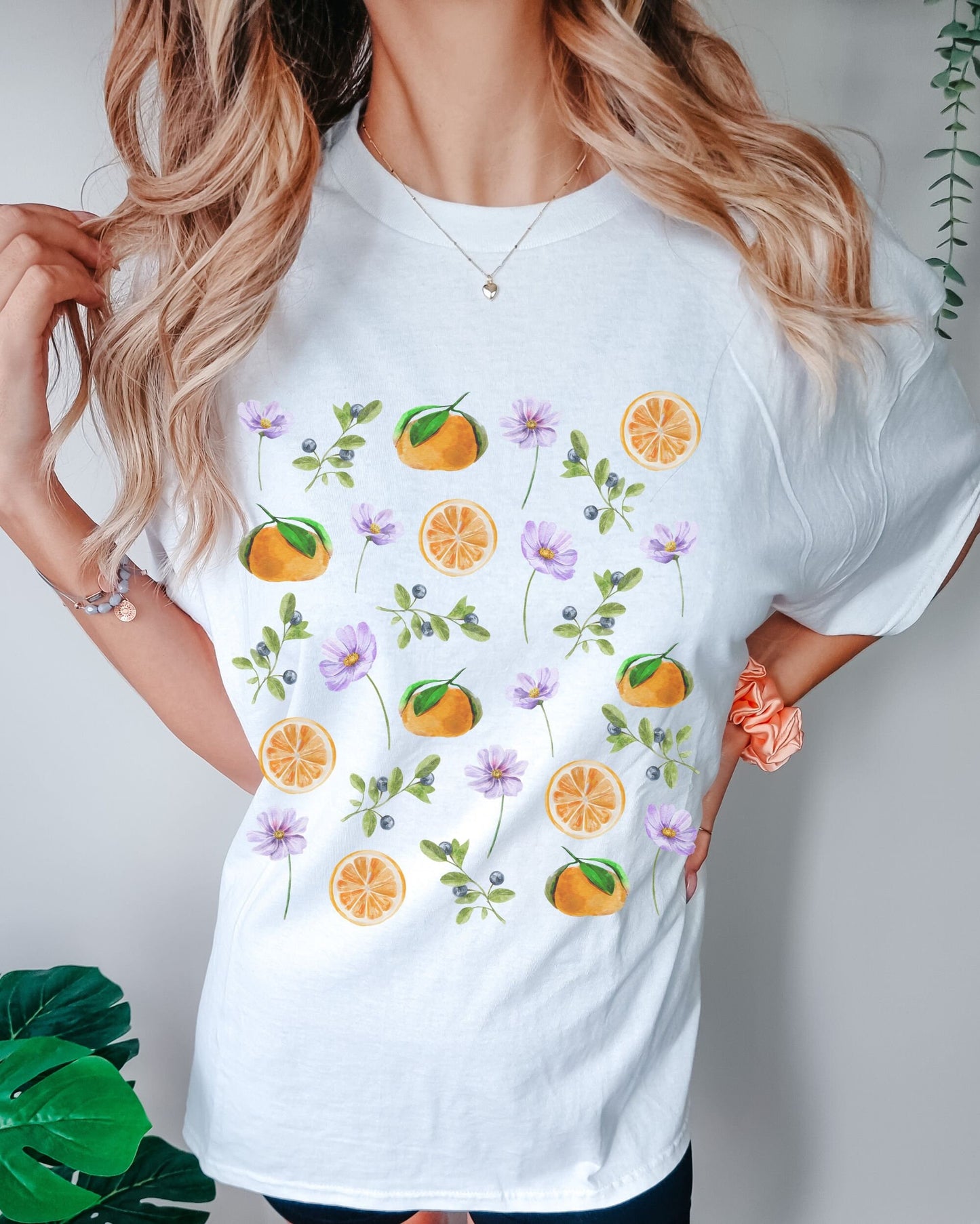 Comfort Colors Oranges Blueberry Shirt Wild Flowers Shirt Fruit Shirt BOHO Summer Tshirt Berry Shirt Mandarins Citrus Tee Cottage Core Shirt