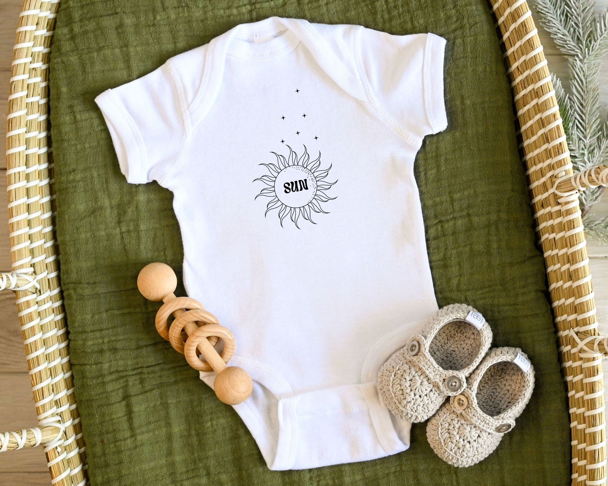 Sun and Moon Bodysuit Minimalist Baby Twin Bodysuits Gender Neutral Mystical Baby Multiples Gifts Best Friends Baby Bodysuit Boy Girl Twins