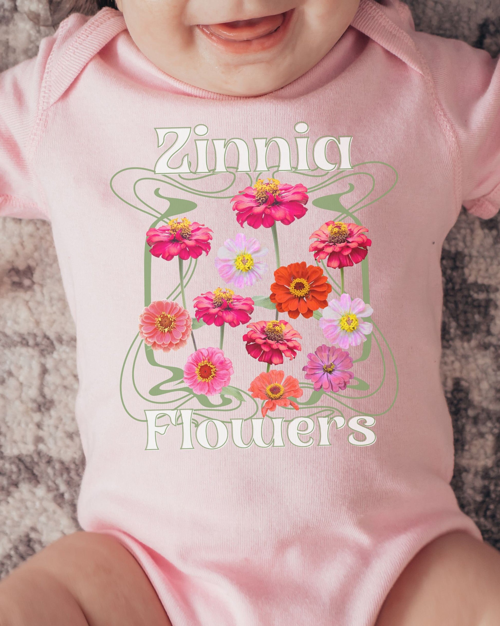 Zinnia Flowers Baby Bodysuit, Cottagecore Baby Clothes, Boho Baby Wildflowers Bodysuit, Baby Girl Clothes Fairycore Flowers 1st Birthday