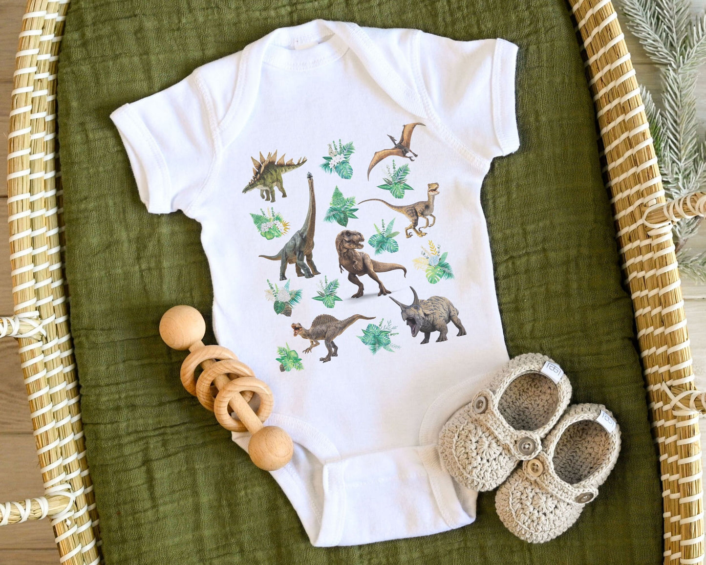 Dinosaur Baby Bodysuit Gender Neutral Baby Clothes Boho Cottagecore Baby Dino Bodysuit TRex Baby Bodysuit T Rex Dinosaur Baby Top