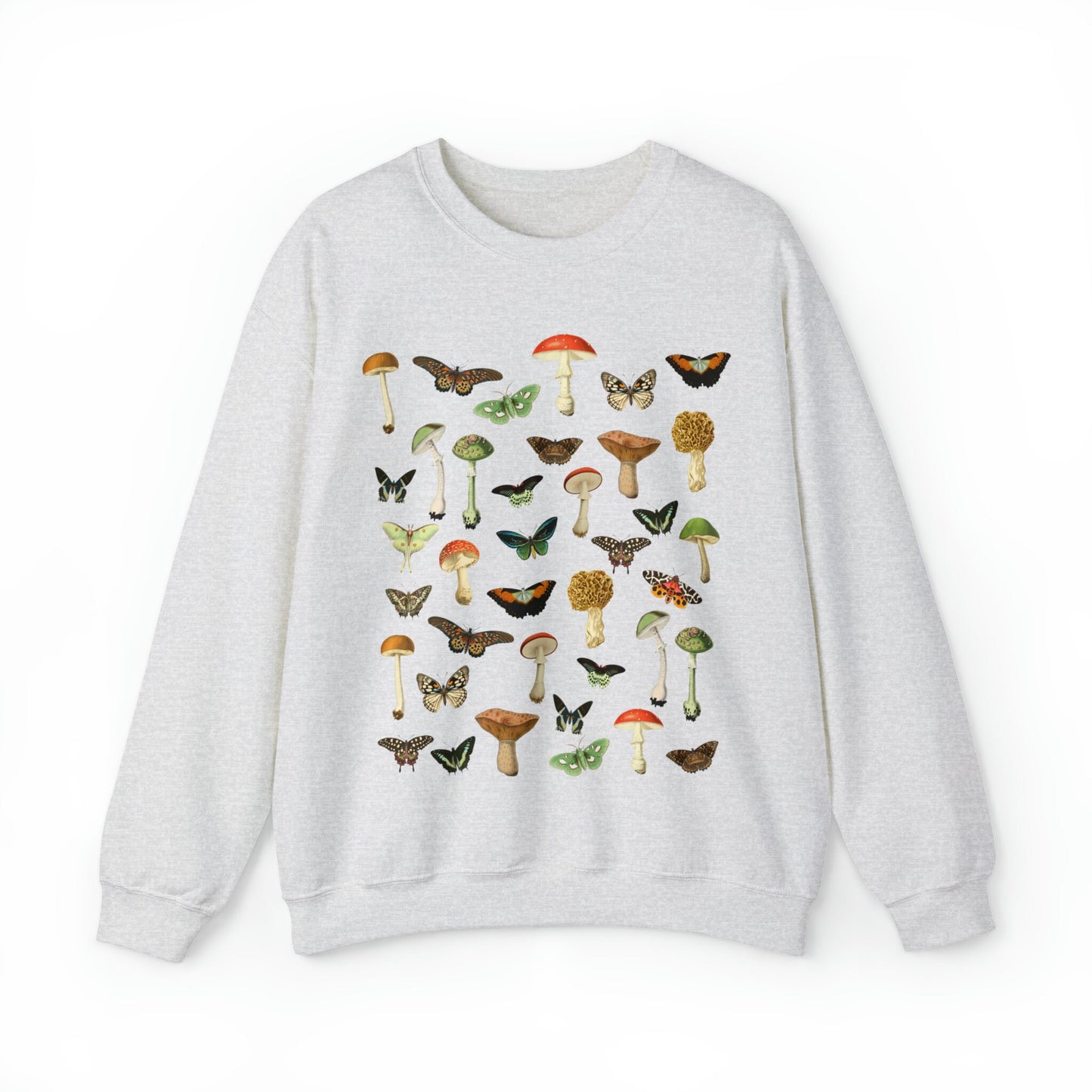 Mushroom Sweatshirt Moth Shirt Butterfly Crewneck Mushroom Sweater Cottagecore Clothes Goblincore Fairycore Forestcore Insect Nature Shirt