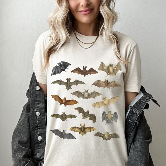 Flying Vintage Bats Shirt BOHO Fall Clothes Women Goblincore Shirt Dark Cottagecore Vintage Halloween Graphic Tee Goth Cottagecore Tshirt