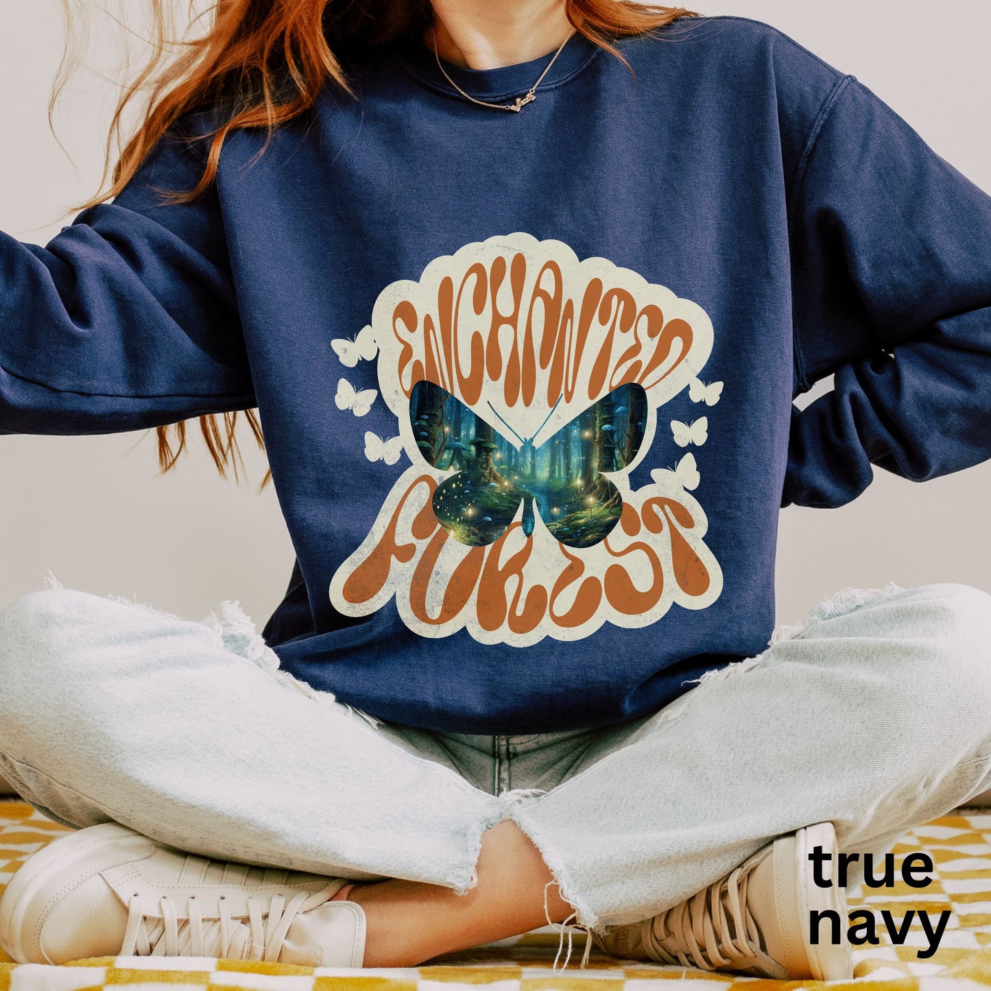 Butterfly Sweatshirt Comfort Colors Witchy Enchanted Forest Crewneck Forestcore Fairy Core Mushroom Sweater Goblincore Dark Cottagecore