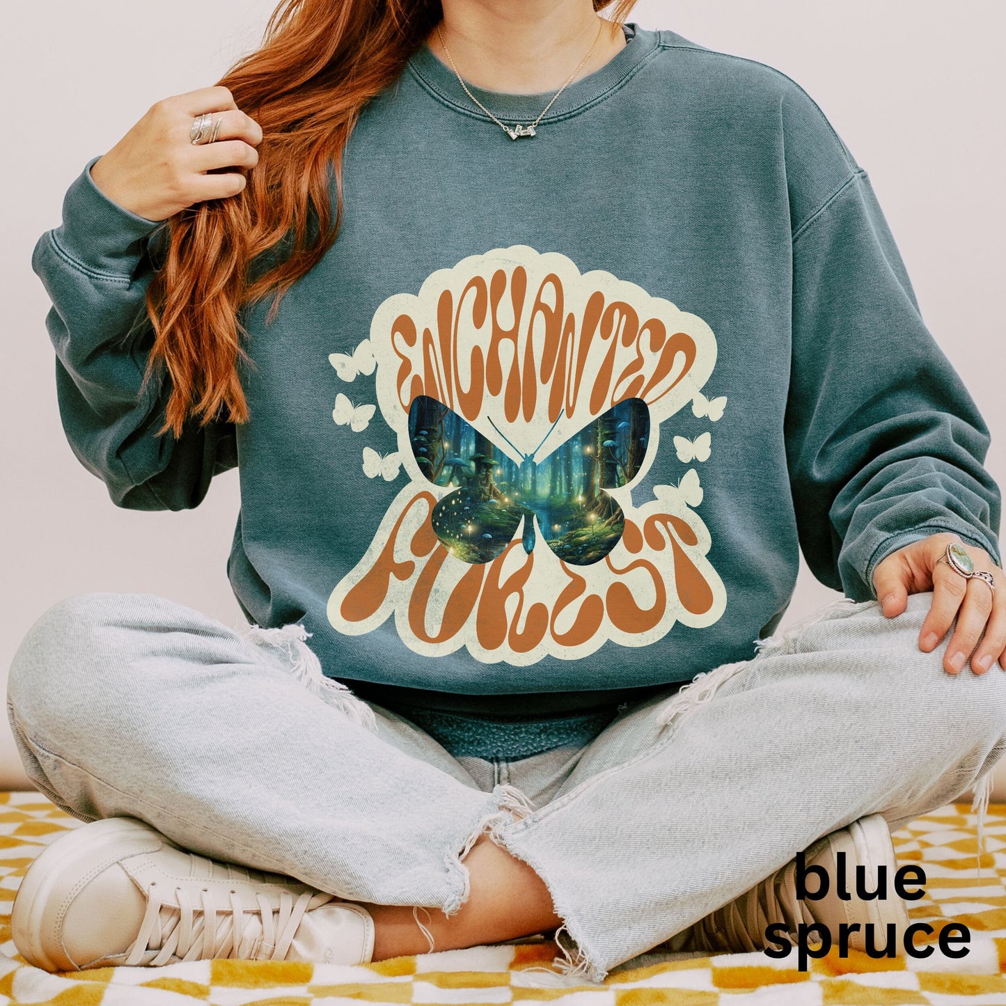 Butterfly Sweatshirt Comfort Colors Witchy Enchanted Forest Crewneck Forestcore Fairy Core Mushroom Sweater Goblincore Dark Cottagecore