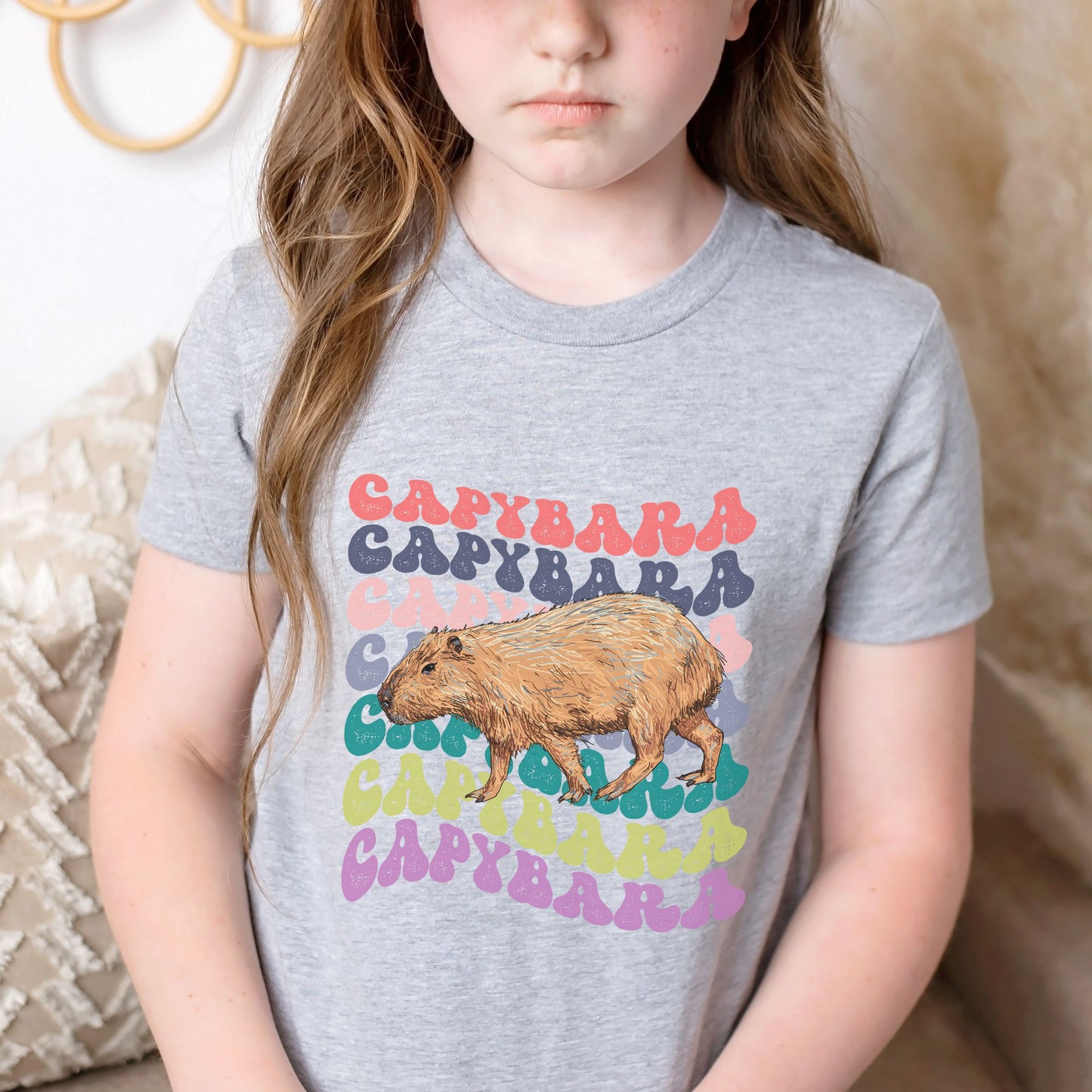 Capybara Shirt Kids Capybara Toddler Graphic Tshirt Capybara Gift Retro Kids Tee Preppy Animal Lover Shirts for Kids Capy T Shirt Girls