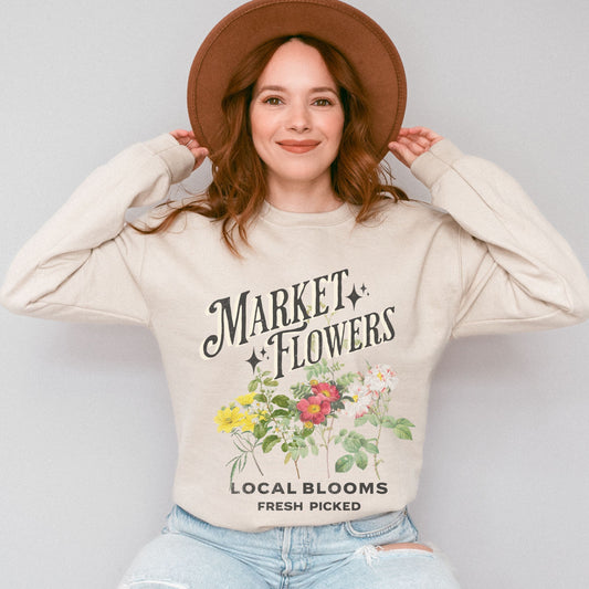 Market Flowers Crewneck Cottagecore Clothes Fresh Flowers Sweatshirt Farmers Market Shirt Wild Flowers Shirt BOHO Vintage Floral Sweater