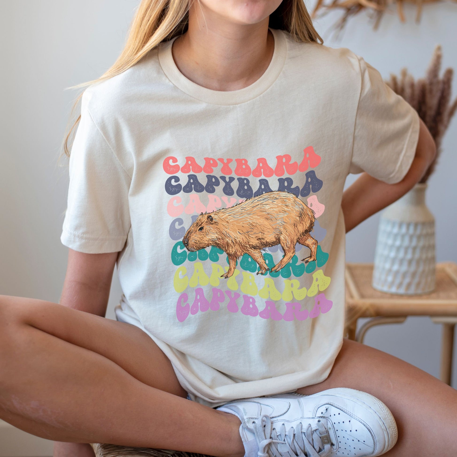 Capybara Shirt Kids Capybara Toddler Graphic Tshirt Capybara Gift Retro Kids Tee Preppy Animal Lover Shirts for Kids Capy T Shirt Girls