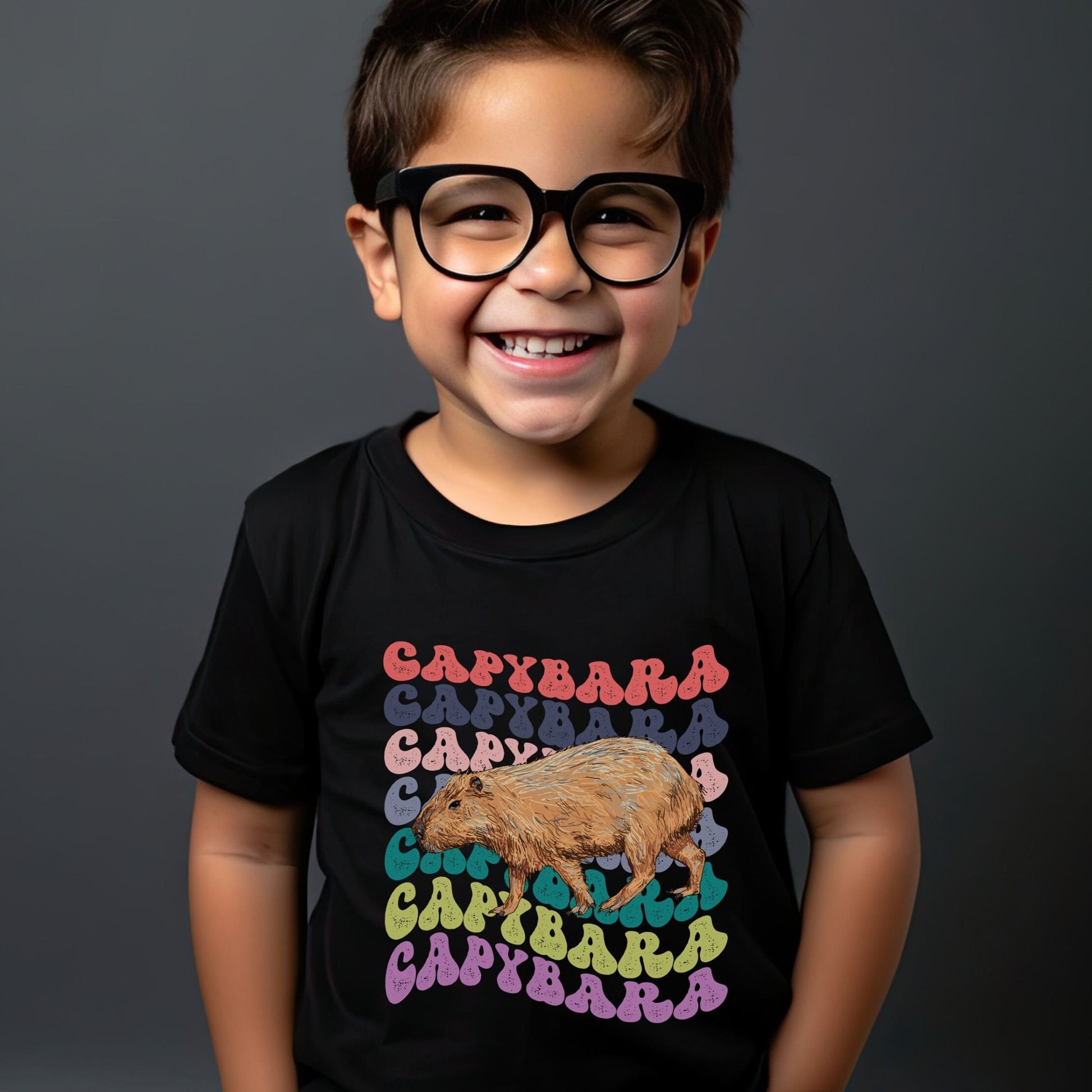 Capybara Shirt Kids Capybara Toddler Graphic Tshirt Capybara Gift Retro Kids Tee Preppy Animal Lover Shirts for Kids Capy T Shirt Girls