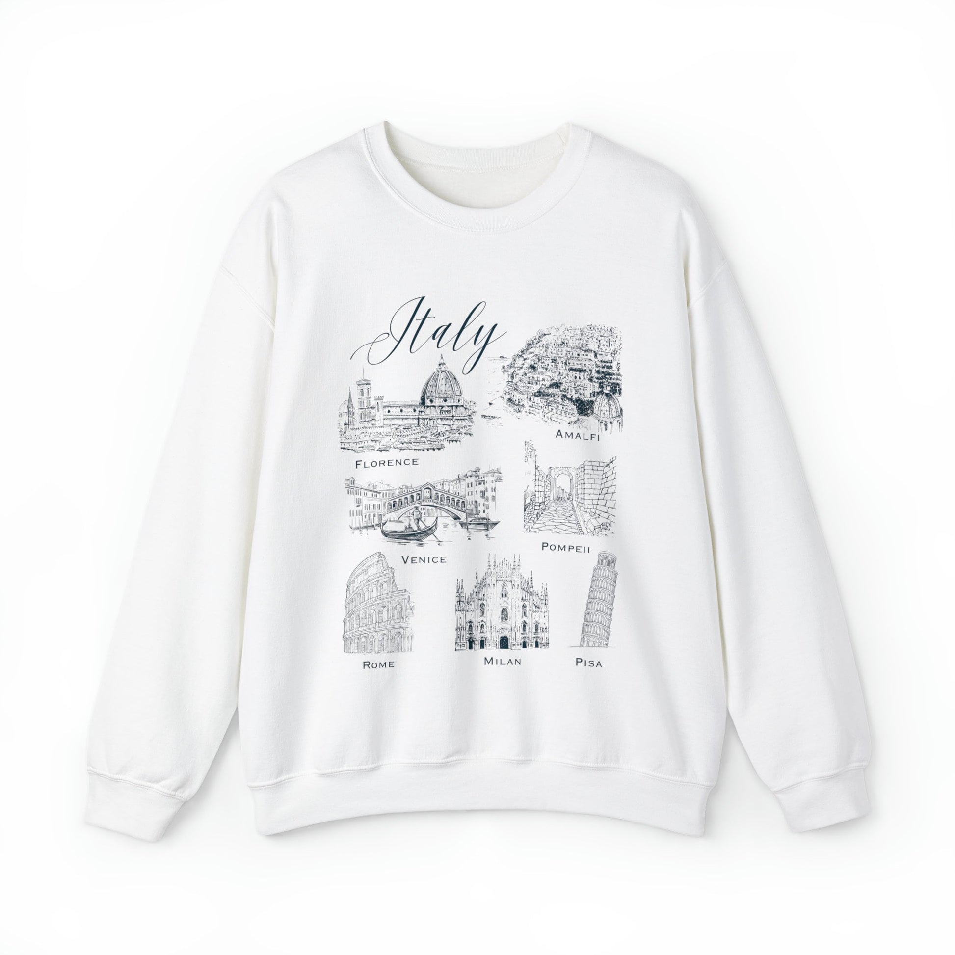 Italy Sweatshirt Italian Locations Shirt Florence Rome Venice Pompei Milan Pisa Amalfi Italy Ancient Ruins Shirt Light Academia Crewneck