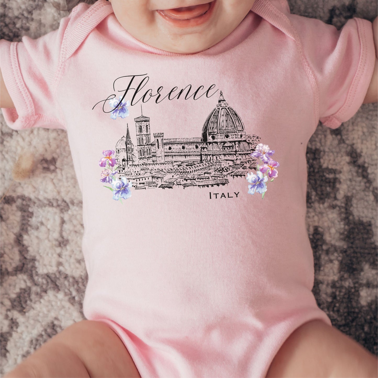 Florence Italy Baby Bodysuit, Italian Bodysuit Florence Cathedral Duomo Light Academia Baby Italy Travel Gift Tuscany Baby Shower