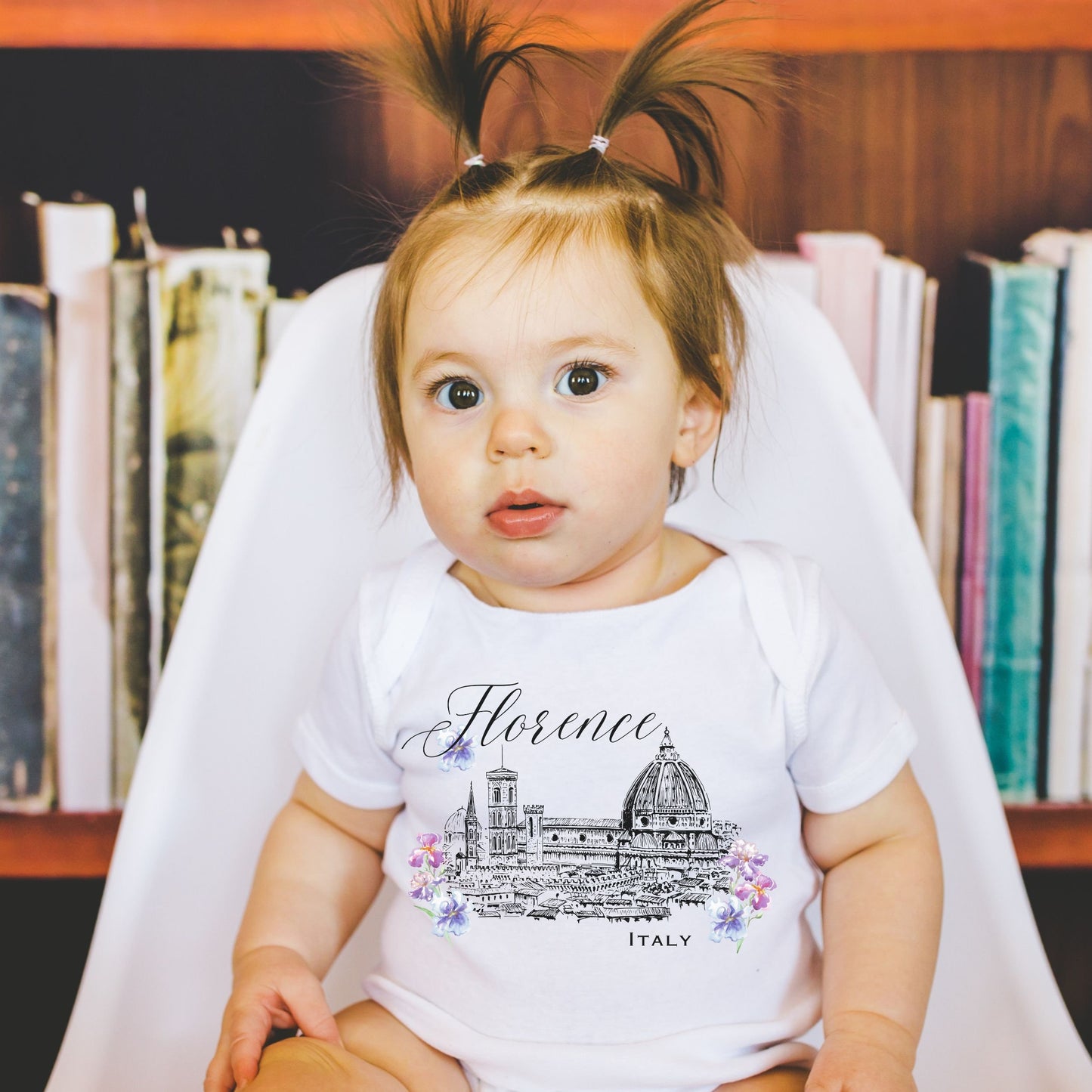 Florence Italy Baby Bodysuit, Italian Bodysuit Florence Cathedral Duomo Light Academia Baby Italy Travel Gift Tuscany Baby Shower