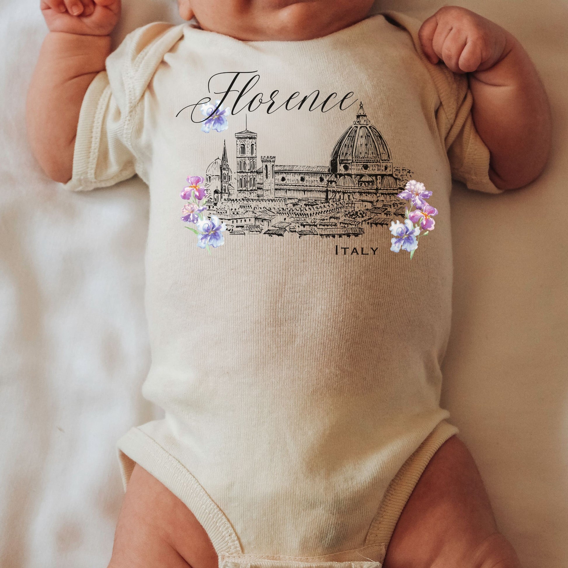 Florence Italy Baby Bodysuit, Italian Bodysuit Florence Cathedral Duomo Light Academia Baby Italy Travel Gift Tuscany Baby Shower