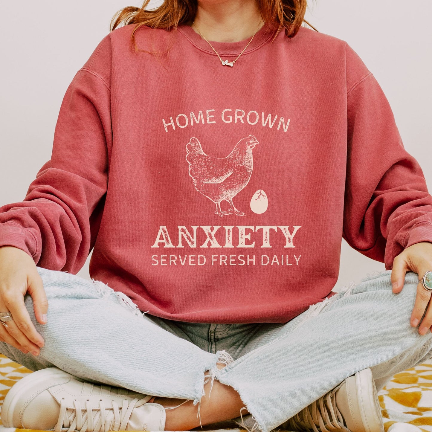 Anxiety Sweatshirt Chicken Sweatshirt Funny Chicken Shirt Mental Health Sweatshirt Farm Shirts Women Hen Sweatshirt Anxiety Crewneck