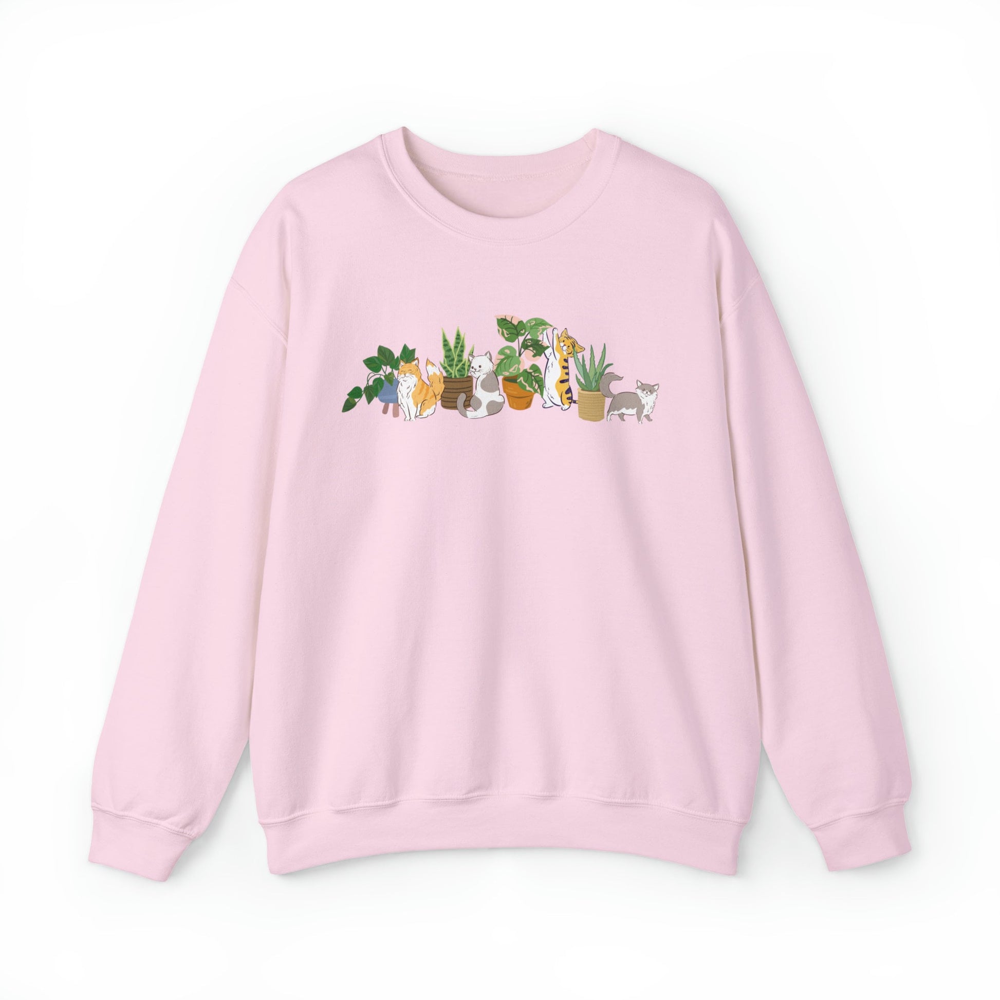 Plants and Cats Crewneck Sweatshirt, Plant Sweatshirt Plant Lover Gift Cat Themed Gifts Women Plant Mama Shirt Cat Sweater