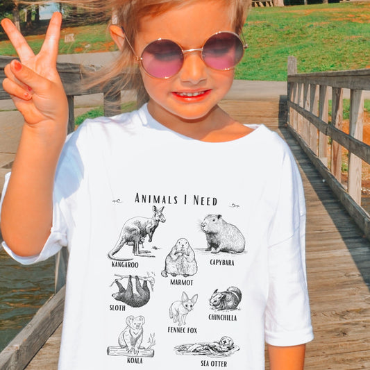 Animals Shirt Kids, Cute Animals Shirt Capybara Shirt Fennec Fox Sloth Shirt Groundhog Sea Otter Shirt Nature Shirt Girl Meme Shirt for Boys