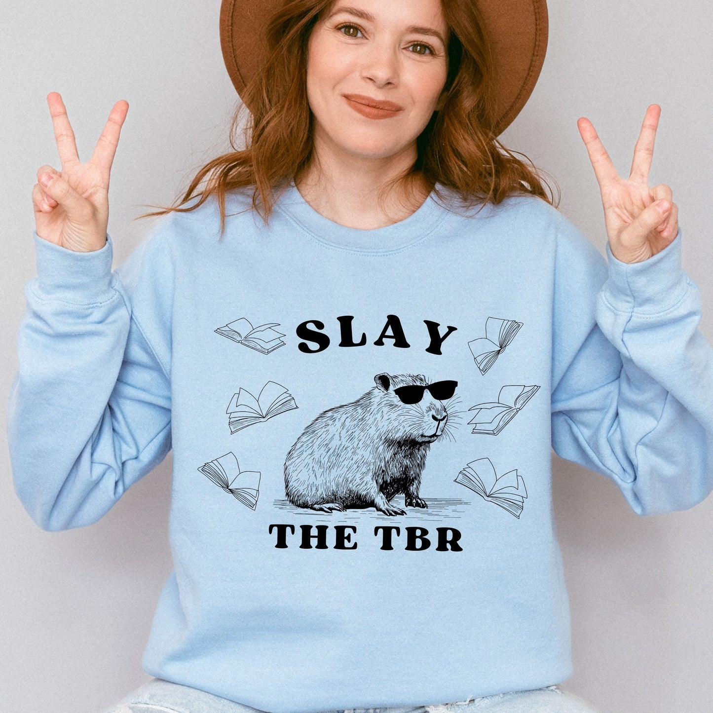 Capybara Sweatshirt, To Be Read Sweatshirt, Bookish Things Capybara Gifts Death By TBR, Capybara Shirt Meme Sweatshirt Booklove Gift Booktok