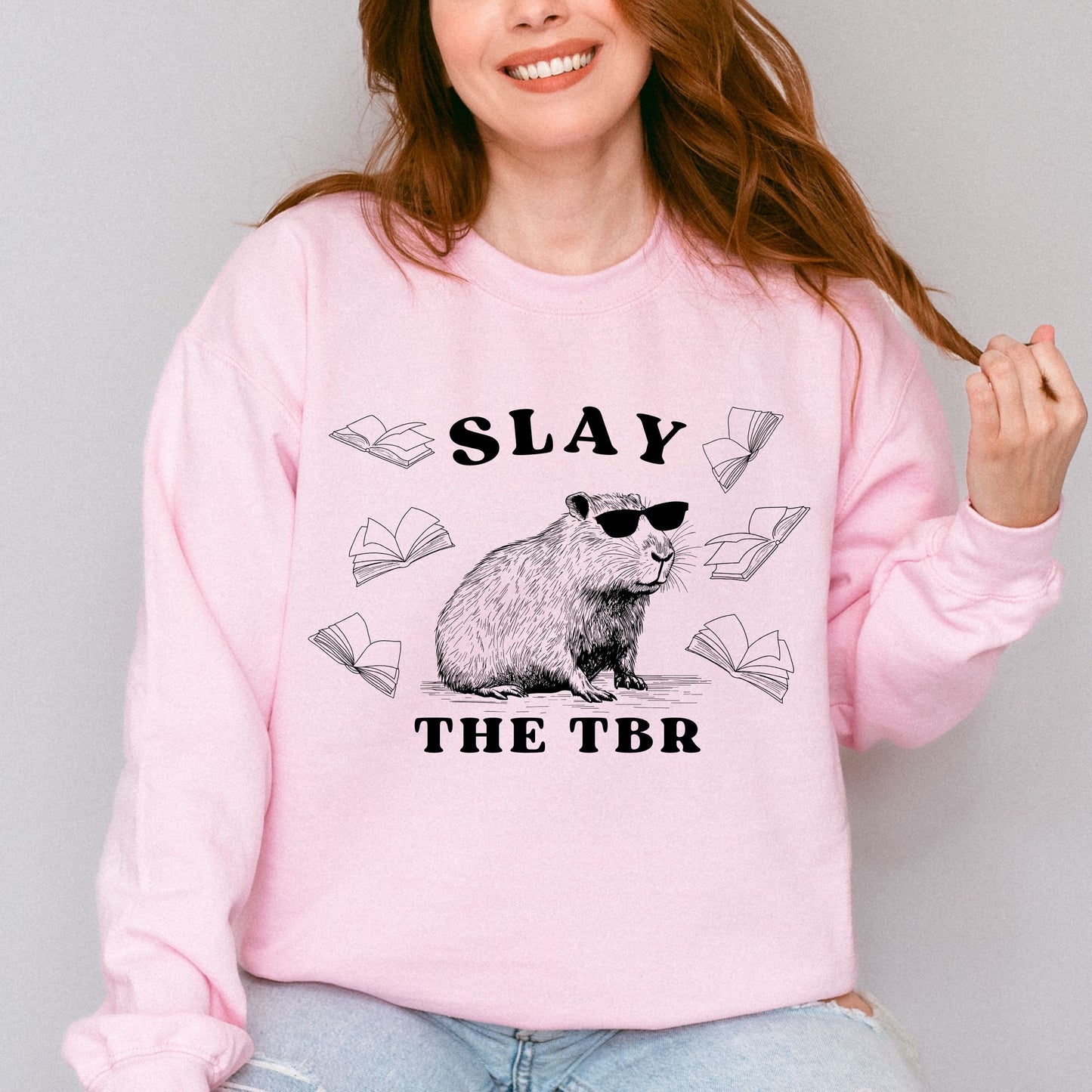 Capybara Sweatshirt, To Be Read Sweatshirt, Bookish Things Capybara Gifts Death By TBR, Capybara Shirt Meme Sweatshirt Booklove Gift Booktok