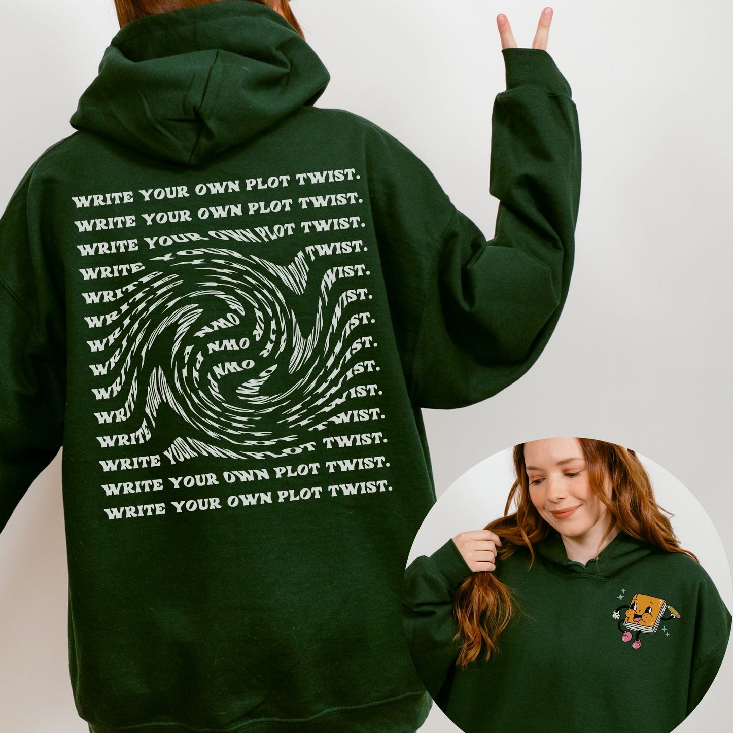 Write Your Plot Twist Hoodie, Bookish Things Preppy Stuff Reading Mental Health Hoodie Book Club Sweatshirt Personal Growth Self Kindness