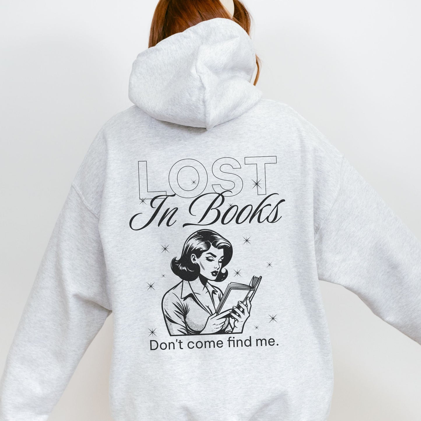 Lost in Books Hoodie, Bookstagram Reading Sweatshirt, Bookish Things Reading Addict, Audiobook Lover Booklover Gifts Romantasy Reader Hoodie